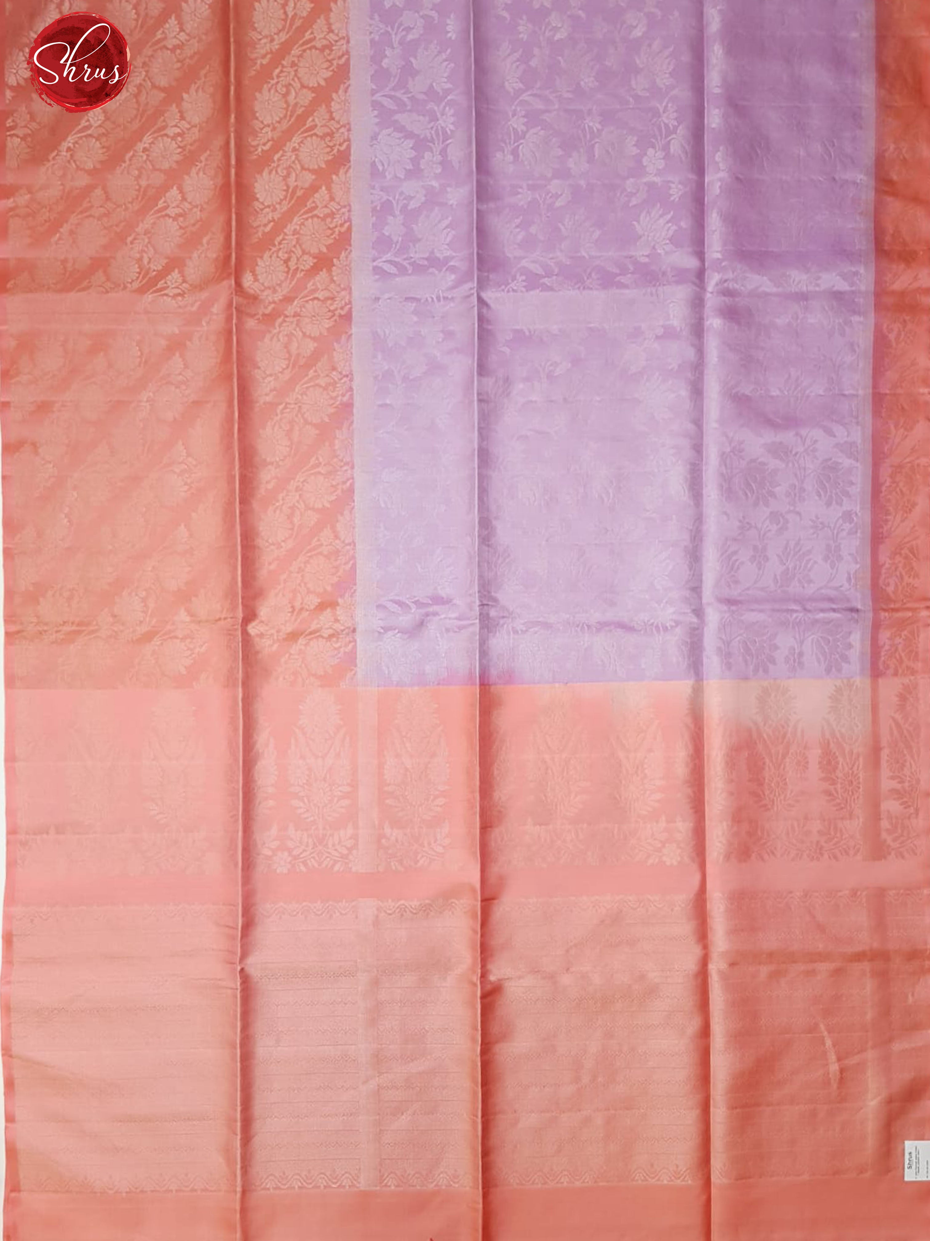 Lavender & Peach- Soft Silk with zari woven floral nestling brocade on the body & Contrast zari border - Shop on ShrusEternity.com