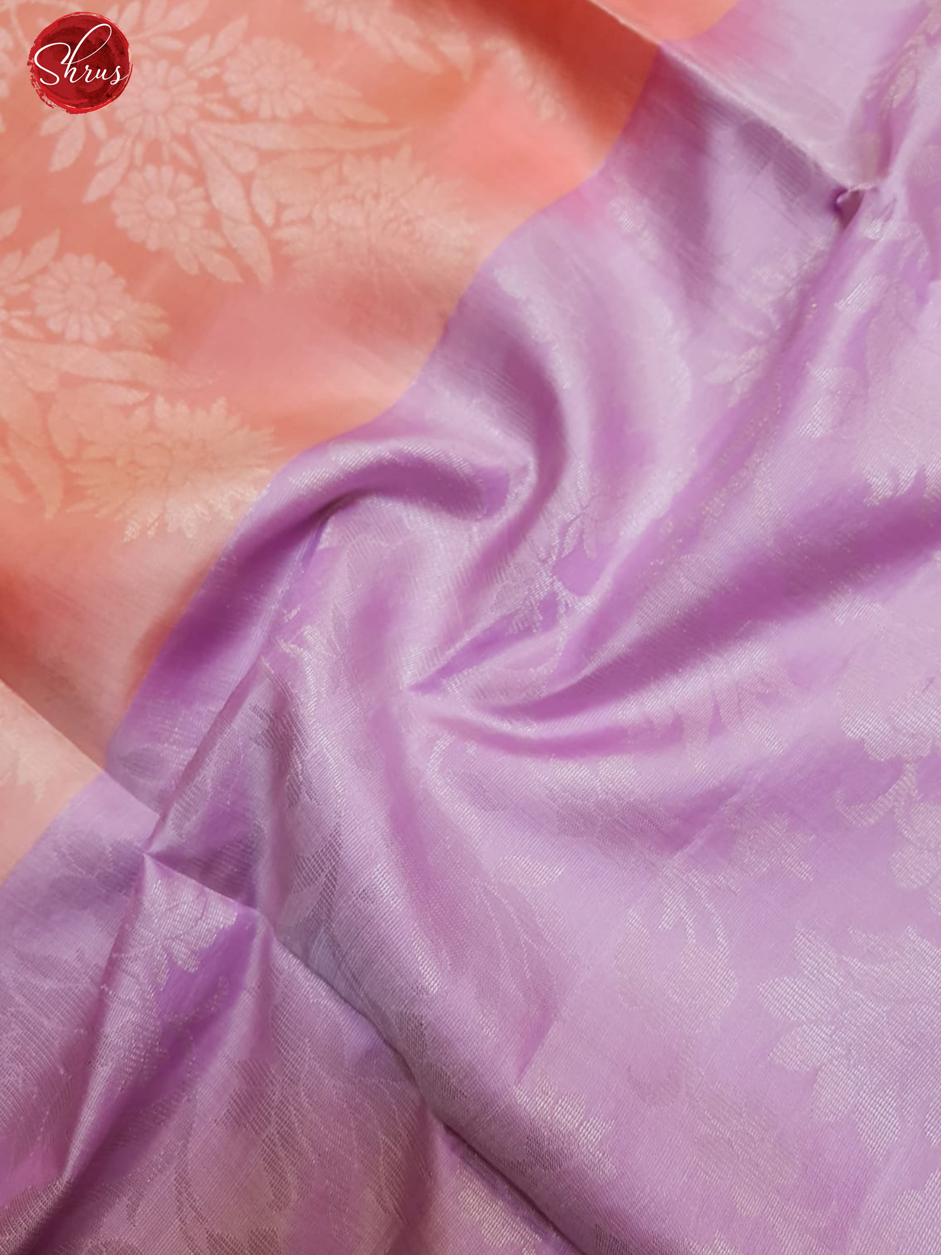Lavender & Peach- Soft Silk with zari woven floral nestling brocade on the body & Contrast zari border - Shop on ShrusEternity.com