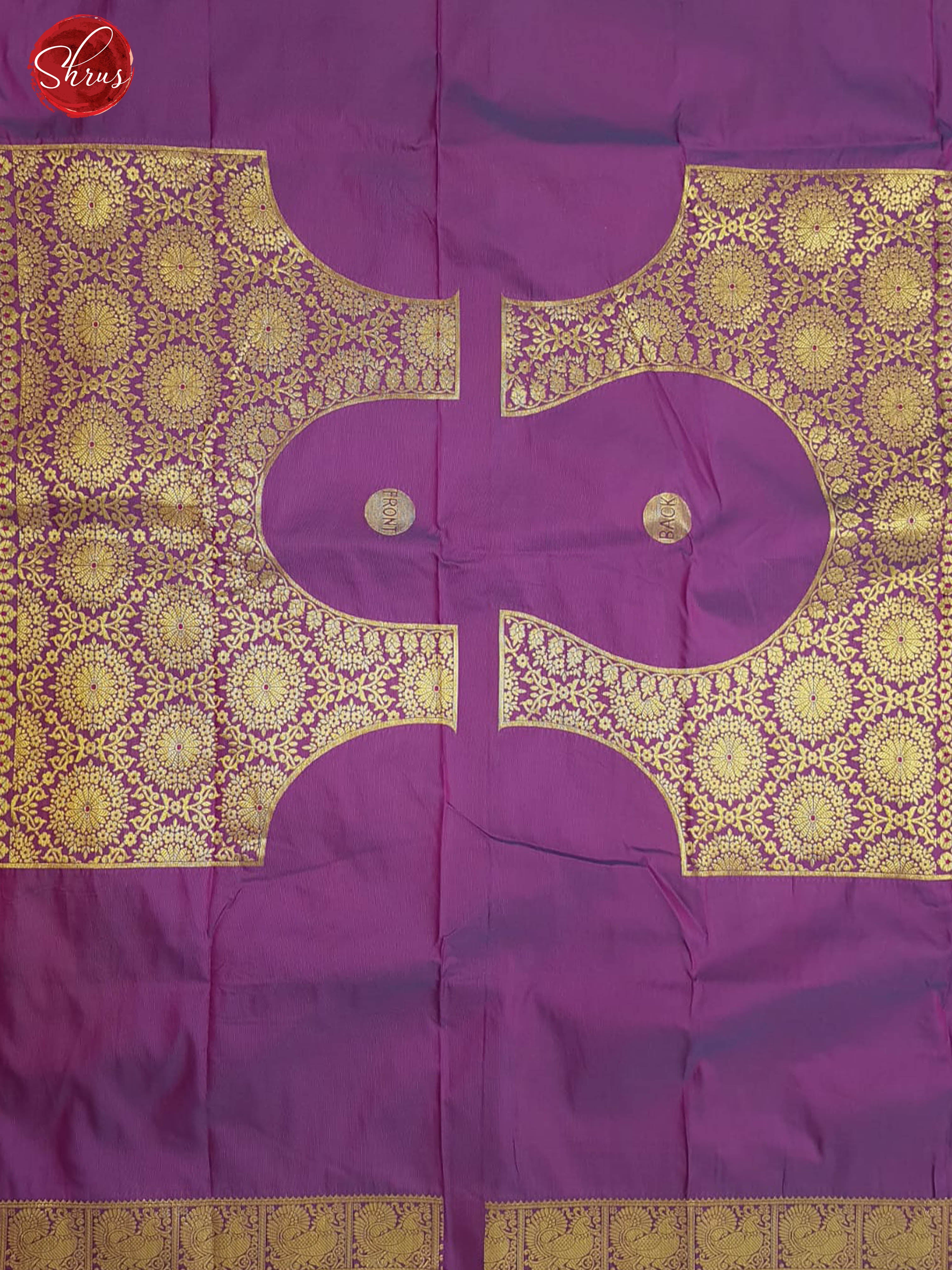 Blue & Purple -Semi Kanchipuram with Zari woven floral, peacock buttas on the body & Contrast Zari Border - Shop on ShrusEternity.com