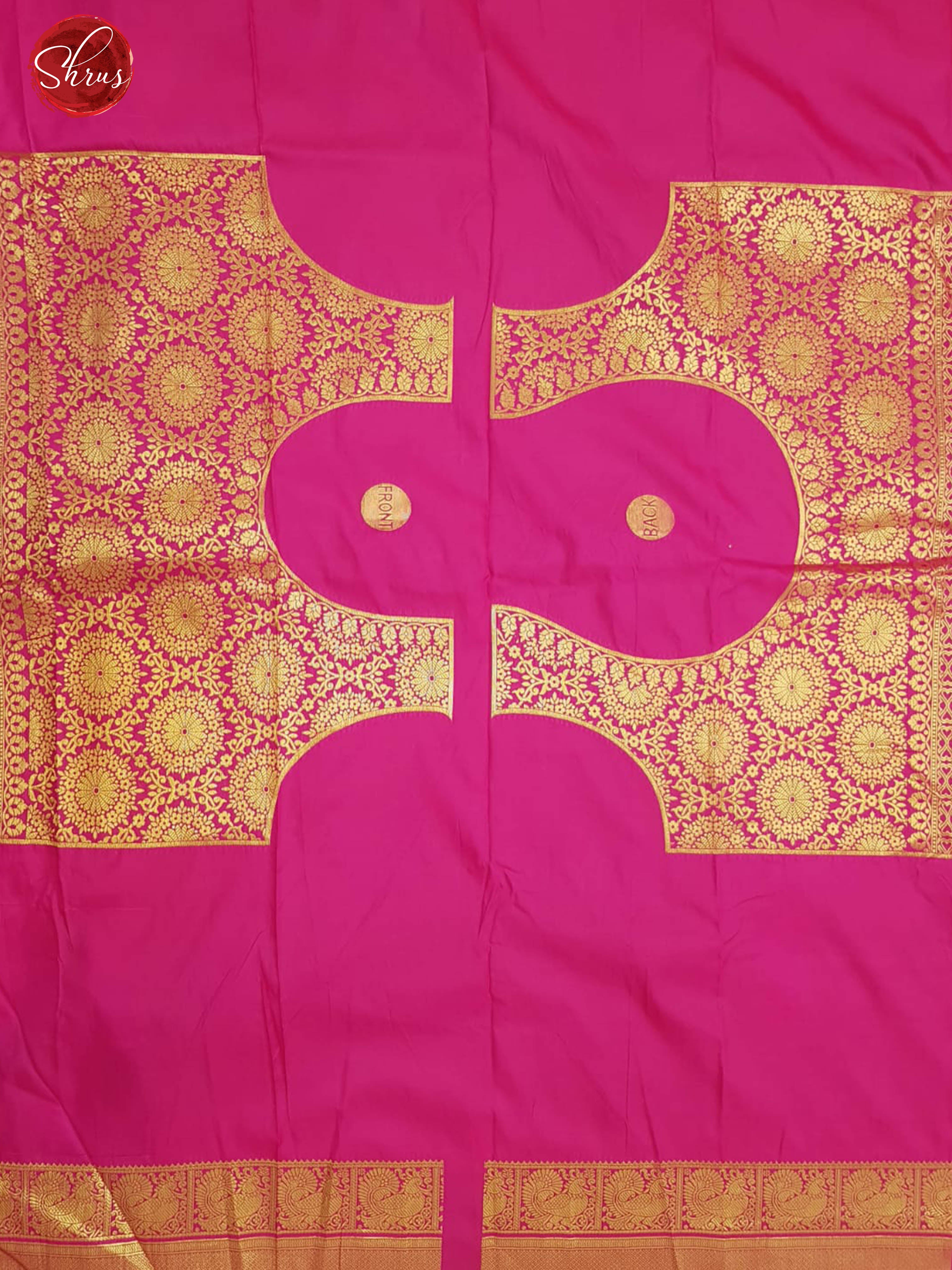 Pink(Single Tone)- Semi Kanchipuram with Zari woven floral , peacock buttas on the body & Zari Border - Shop on ShrusEternity.com