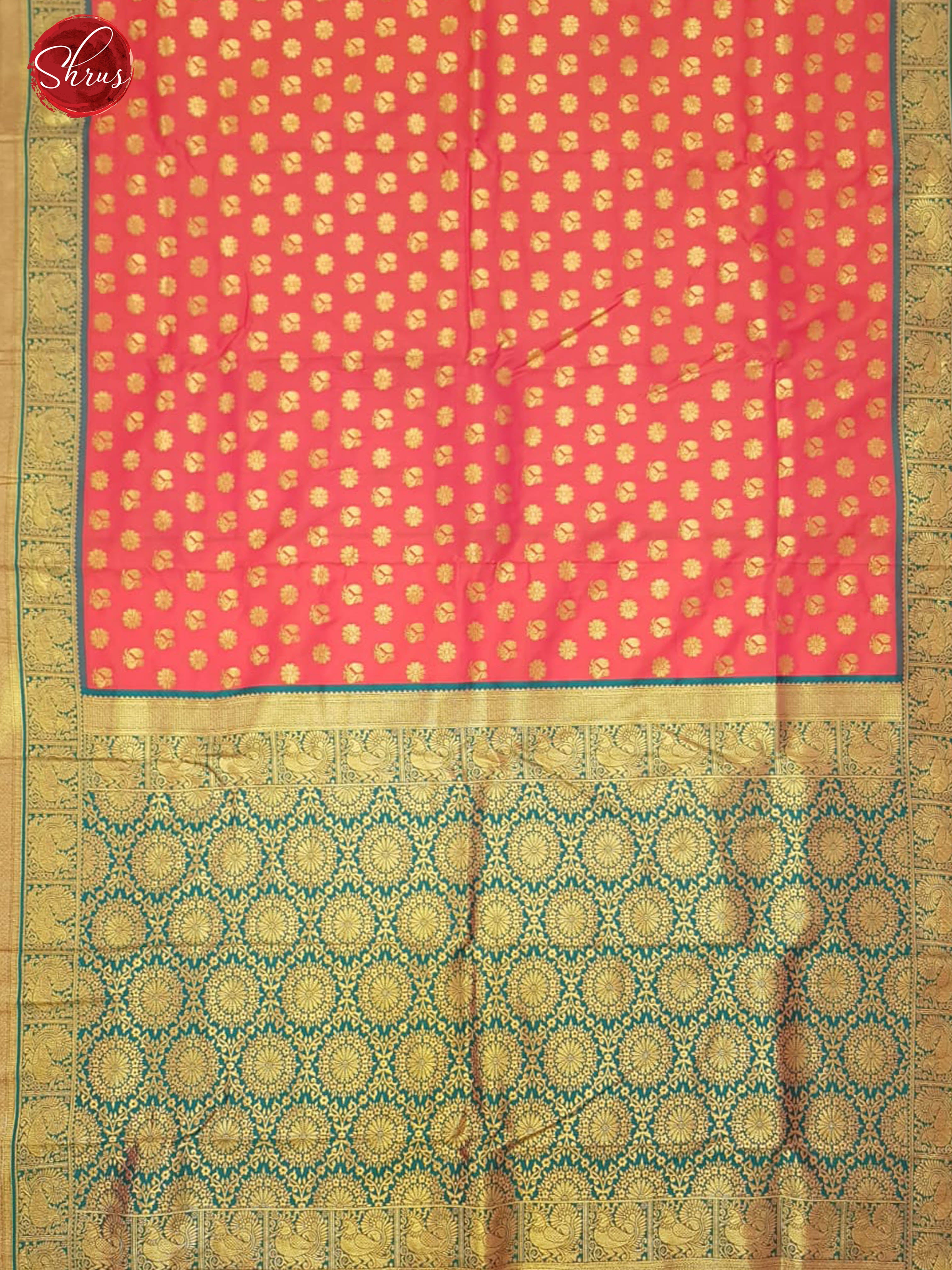 Pink & Purple -Semi Kanchipuram with Zari woven floral , peacock buttas on the body & Contrast Zari Border - Shop on ShrusEternity.com