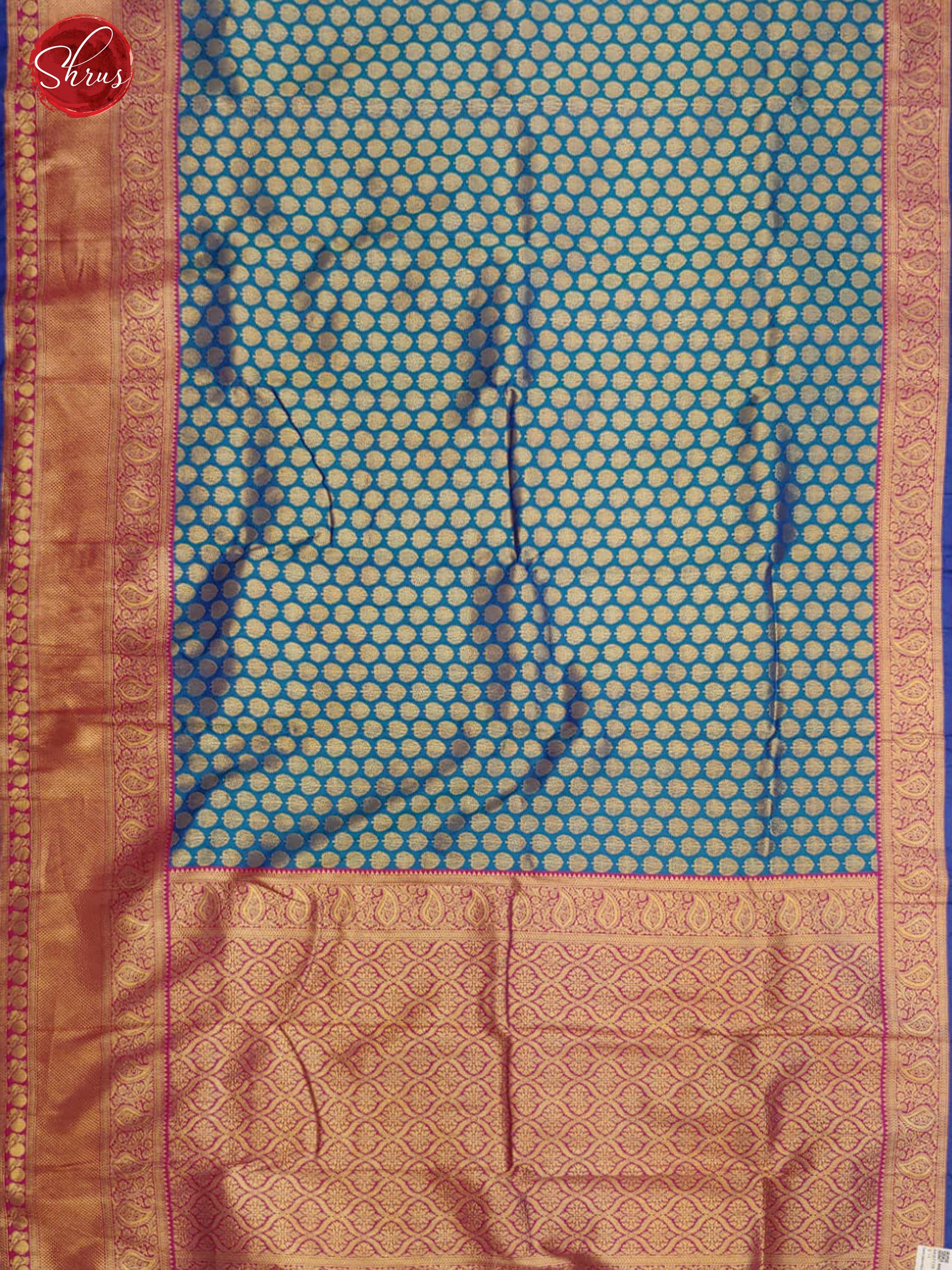 Peacock Blue & Purple - Semi Kanchipuram with Zari woven floral motifs on the body & contrast Zari Border - Shop on ShrusEternity.com