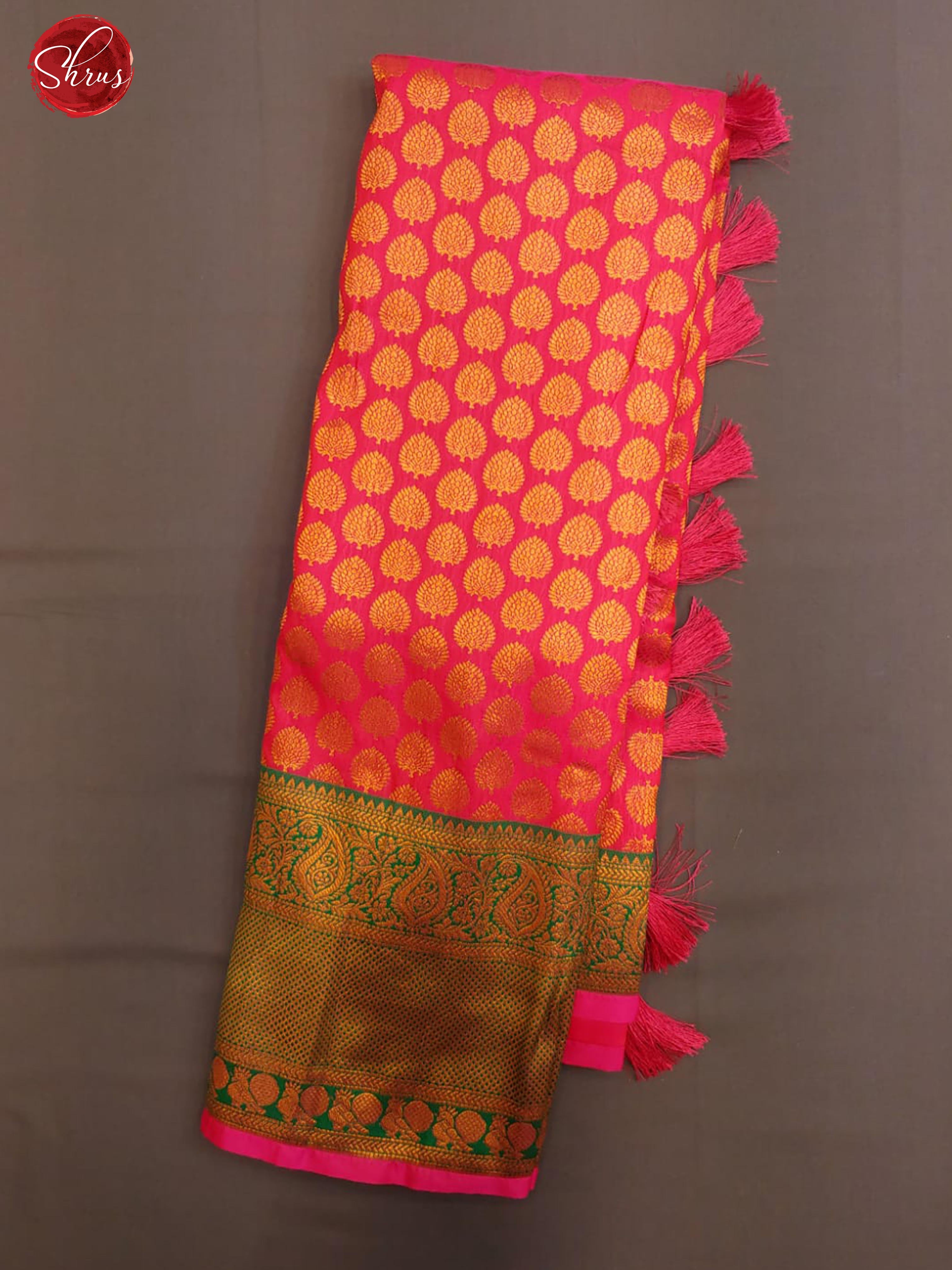 Majenta pink & Purple- Semi Kanchipuram with Zari woven floral motifs on the body & contrast Zari Border - Shop on ShrusEternity.com