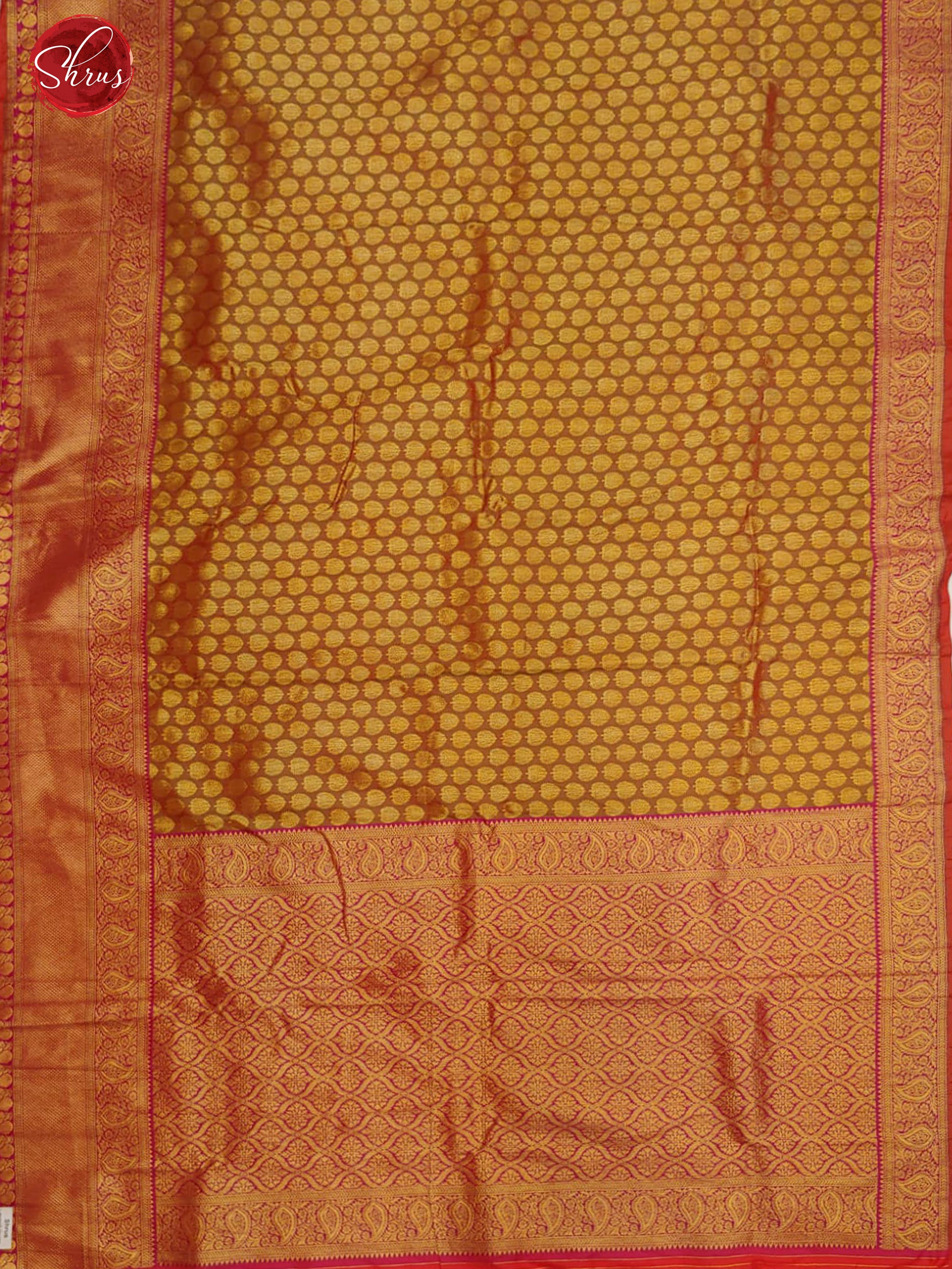 Mehandi Green & Pink - Semi Kanchipuram with Zari woven floral motifs on the body & contrast Zari Border - Shop on ShrusEternity.com