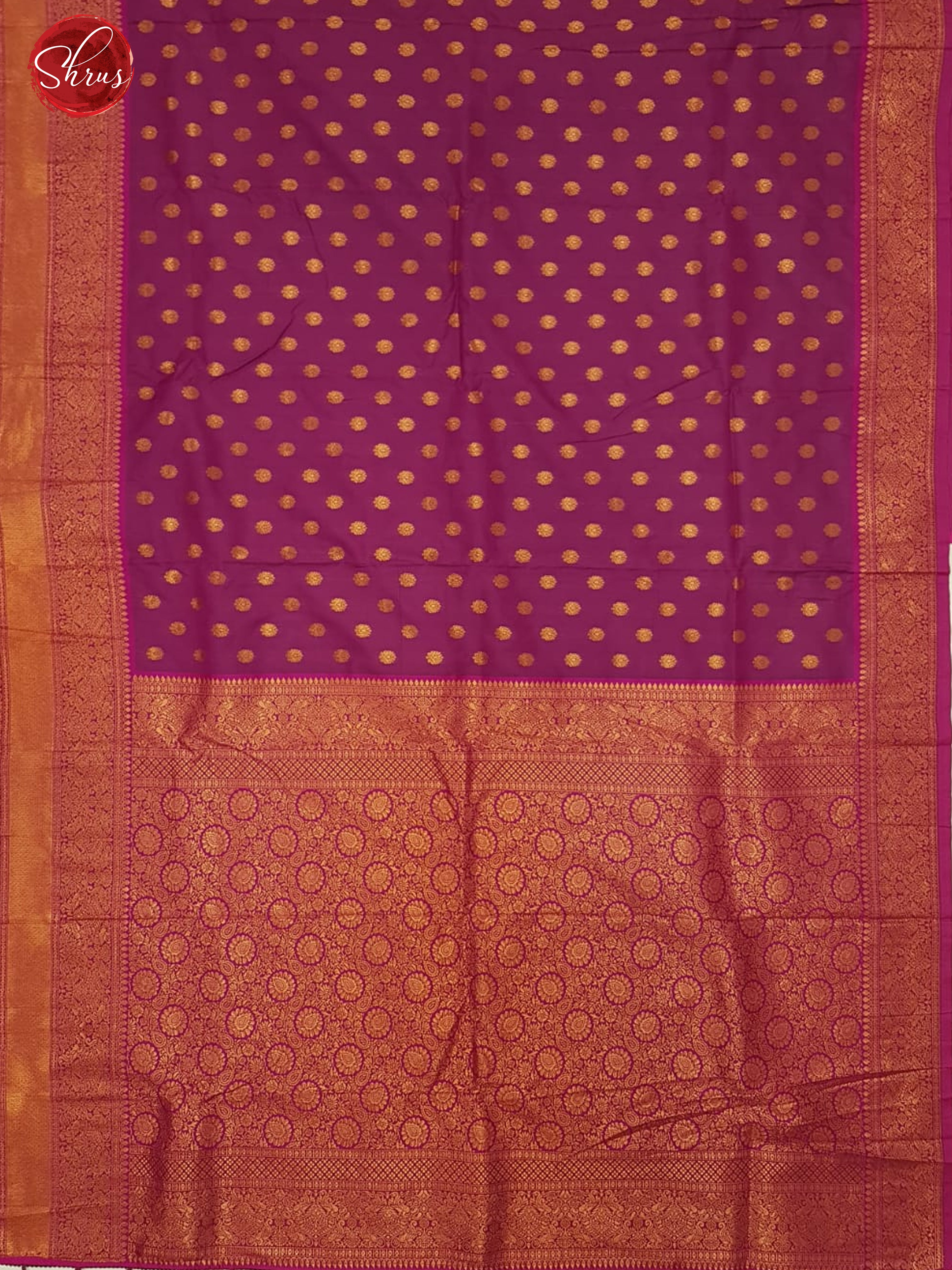 Majenta & Pink - Semi Kanchipuram with Zari woven floral buttas on the body & Zari Border - Shop on ShrusEternity.com