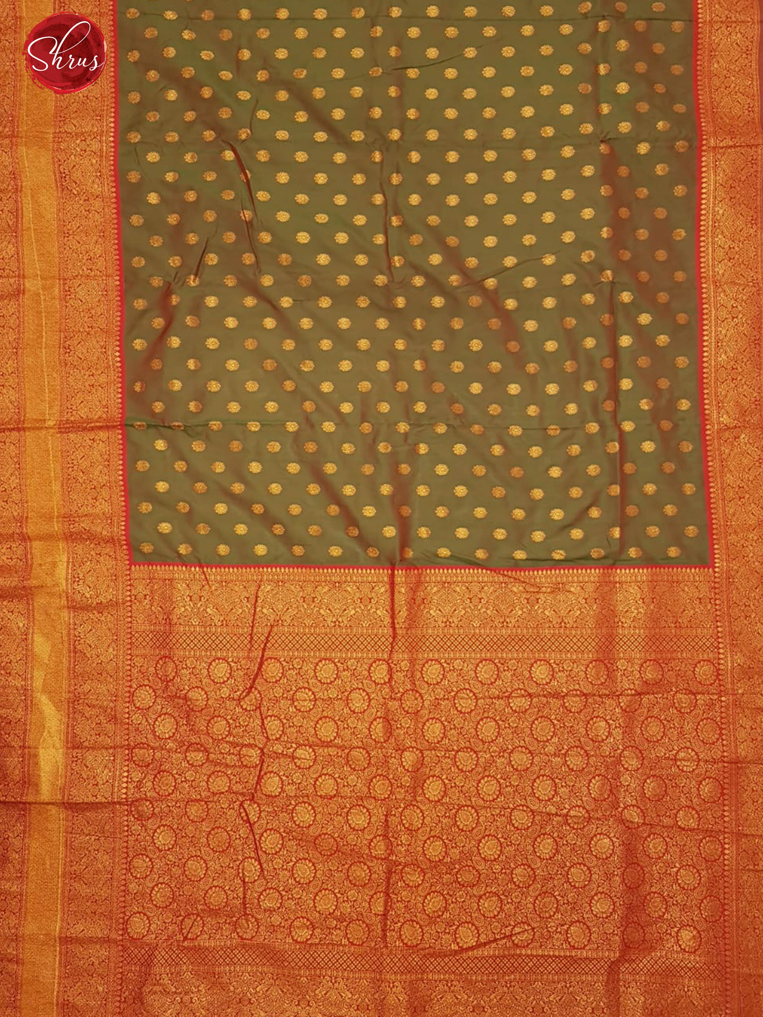 Green & Red -Semi Kanchipuram with Zari woven floral buttas on the body & Contrast Zari Border - Shop on ShrusEternity.com