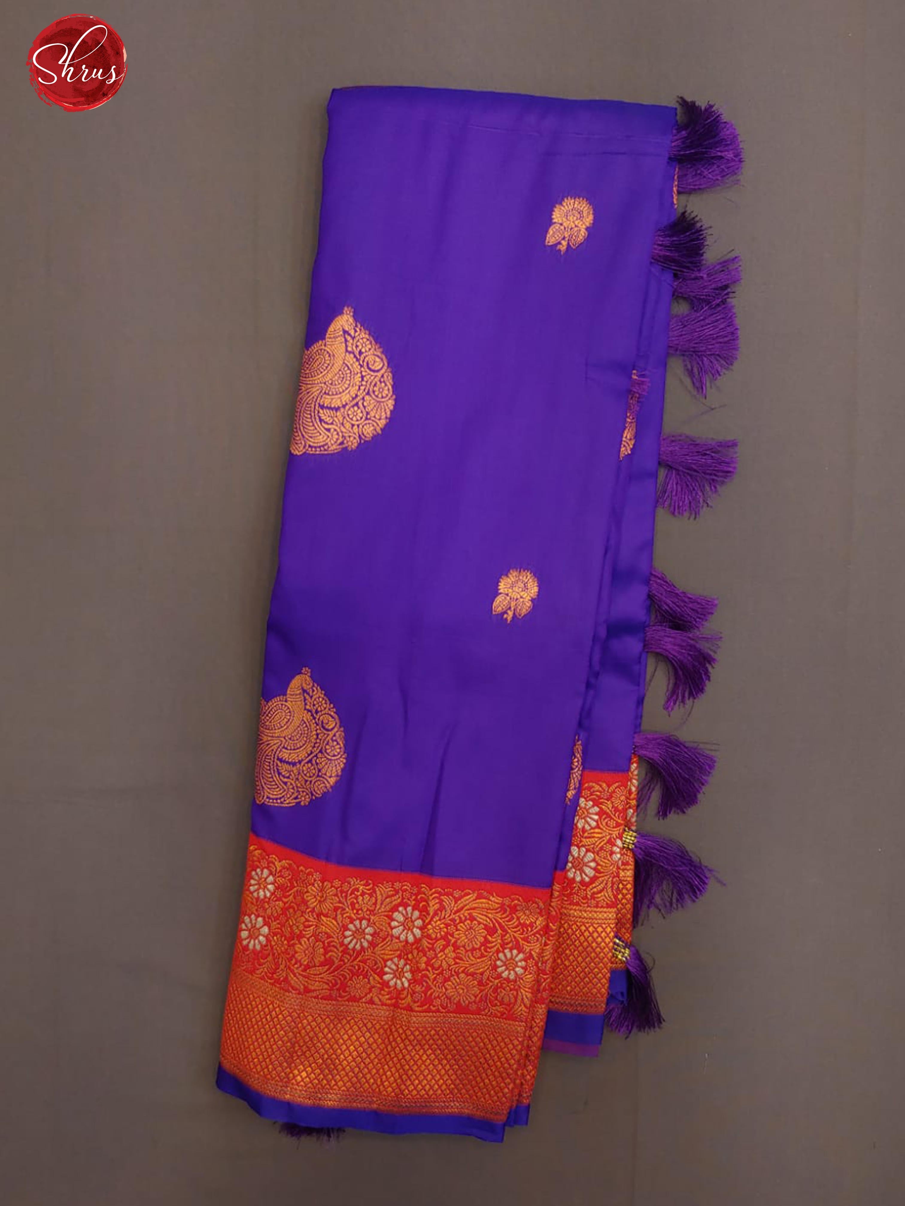 Violet & Purple -Semi Kanchipuram with Zari woven peacock motifs on the body & Zari Border - Shop on ShrusEternity.com