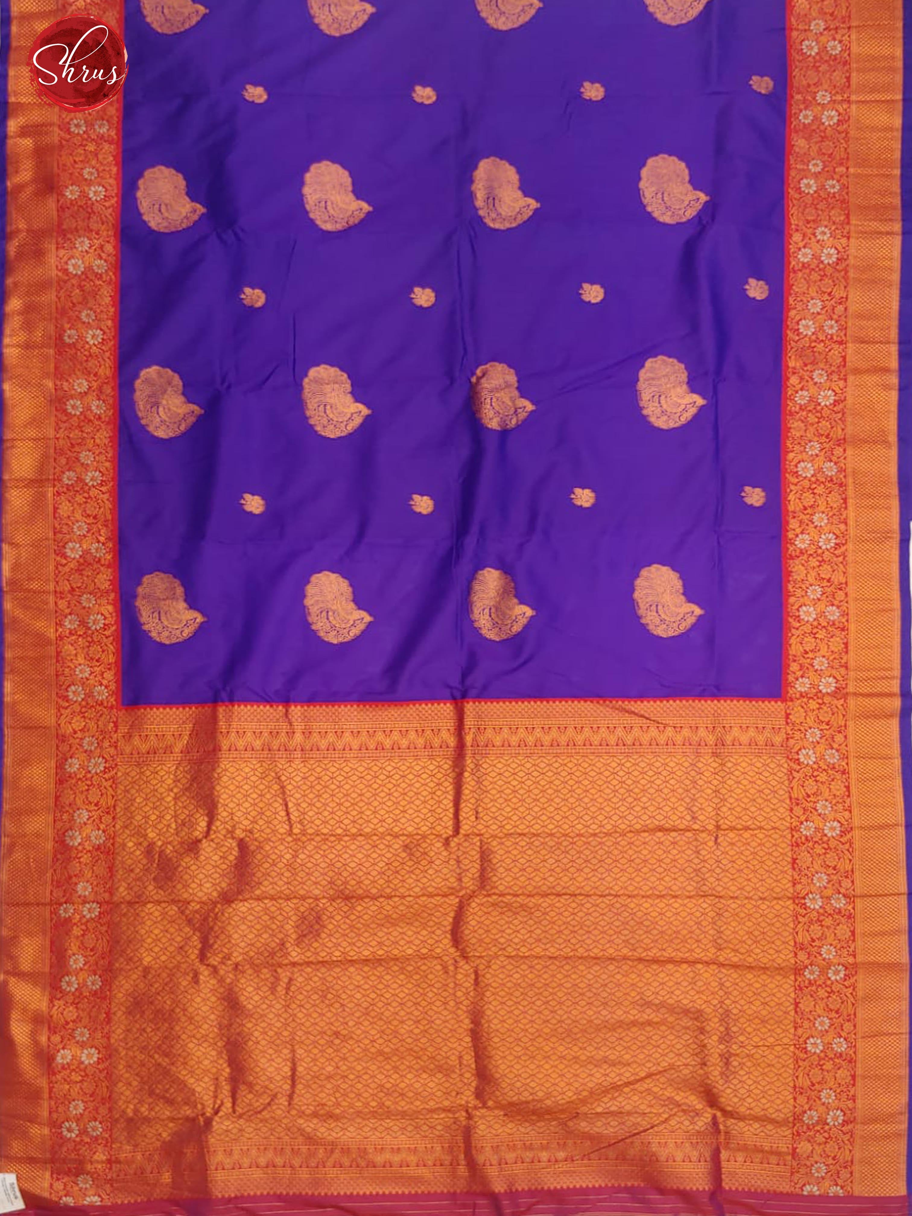 Violet & Purple -Semi Kanchipuram with Zari woven peacock motifs on the body & Zari Border - Shop on ShrusEternity.com