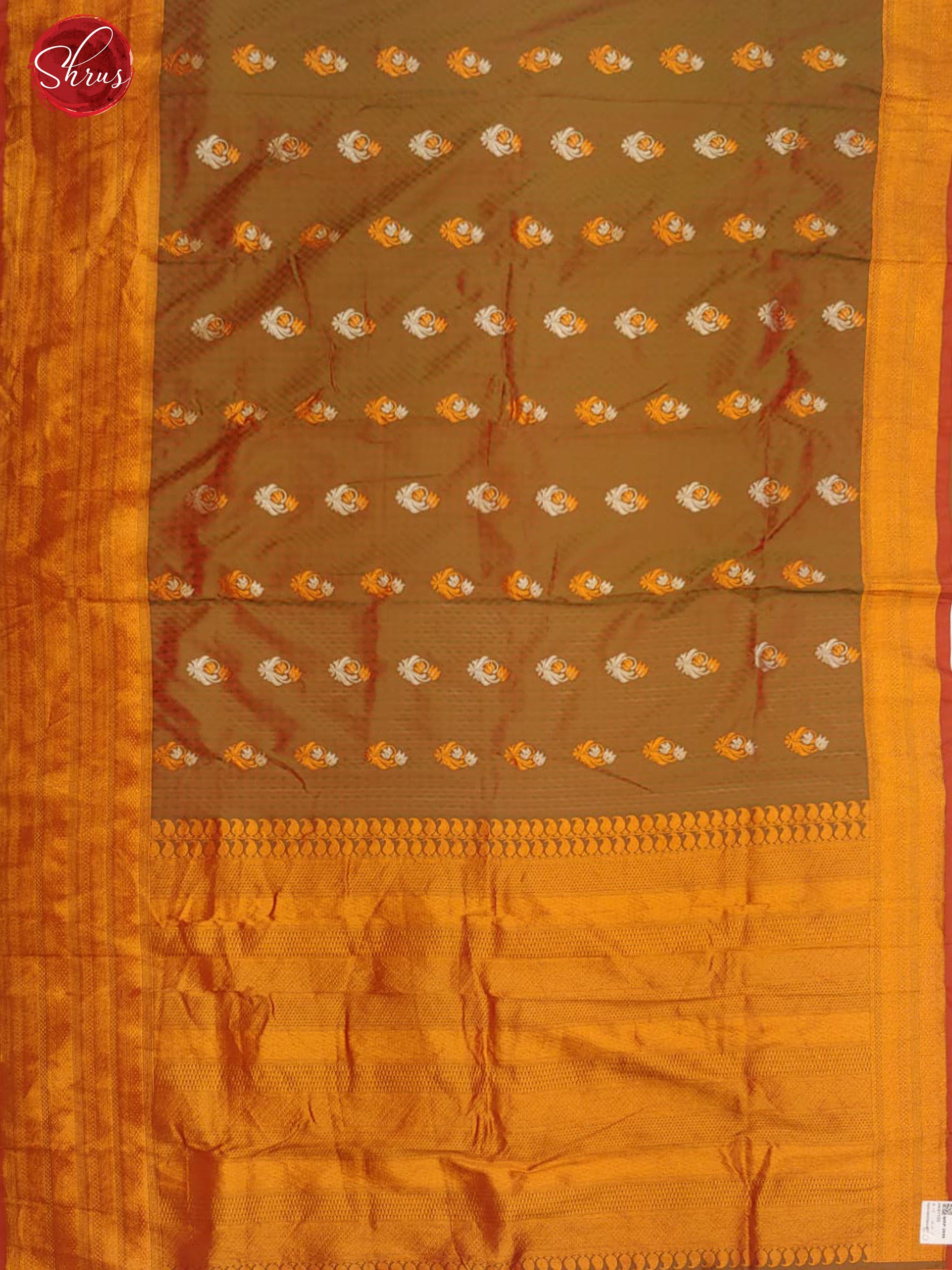 Double Shaded Green(Single Tone)- Semi Kanchipuram with Zari woven floral motifs , brocade on the body & Zari Border - Shop on ShrusEternity.com