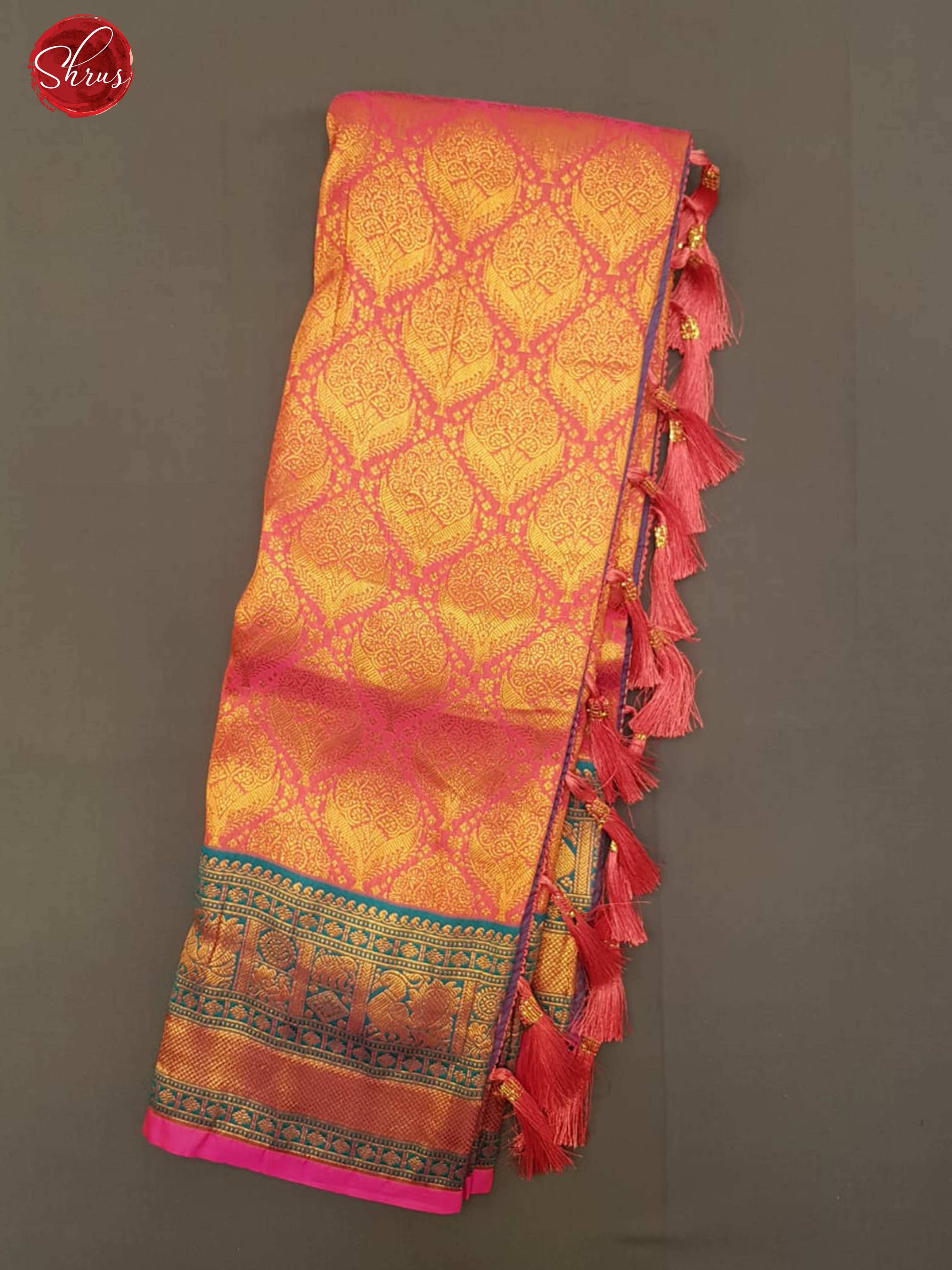 Pink & Purple - Semi Kanchipuram with Zari woven floral motifs brocade on the body & Contrast Zari Border - Shop on ShrusEternity.com