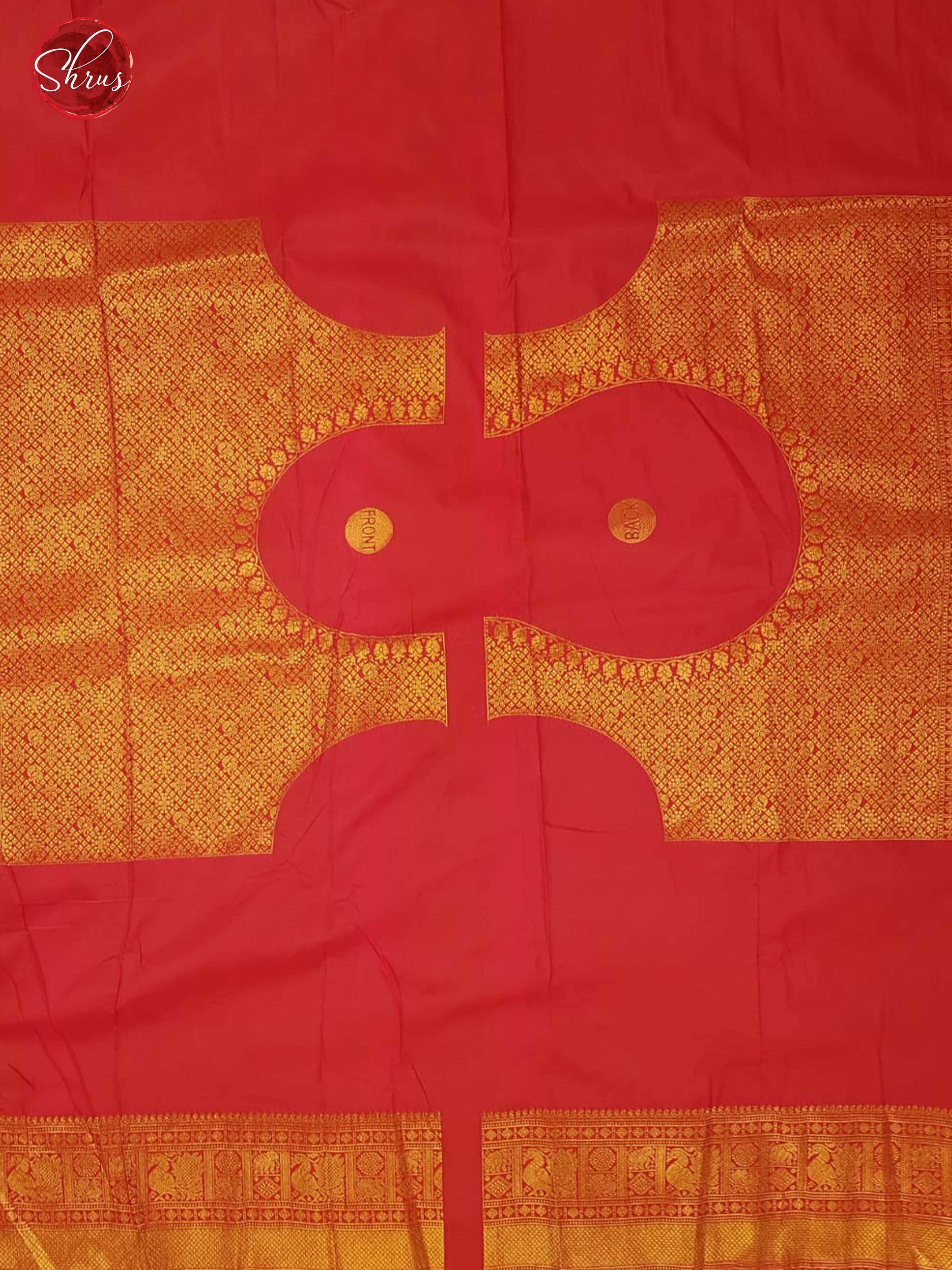 Greenish Brown & Red - Semi Kanchipuram Silk with Zari woven brocade on the body & Zari Border - Shop on ShrusEternity.com