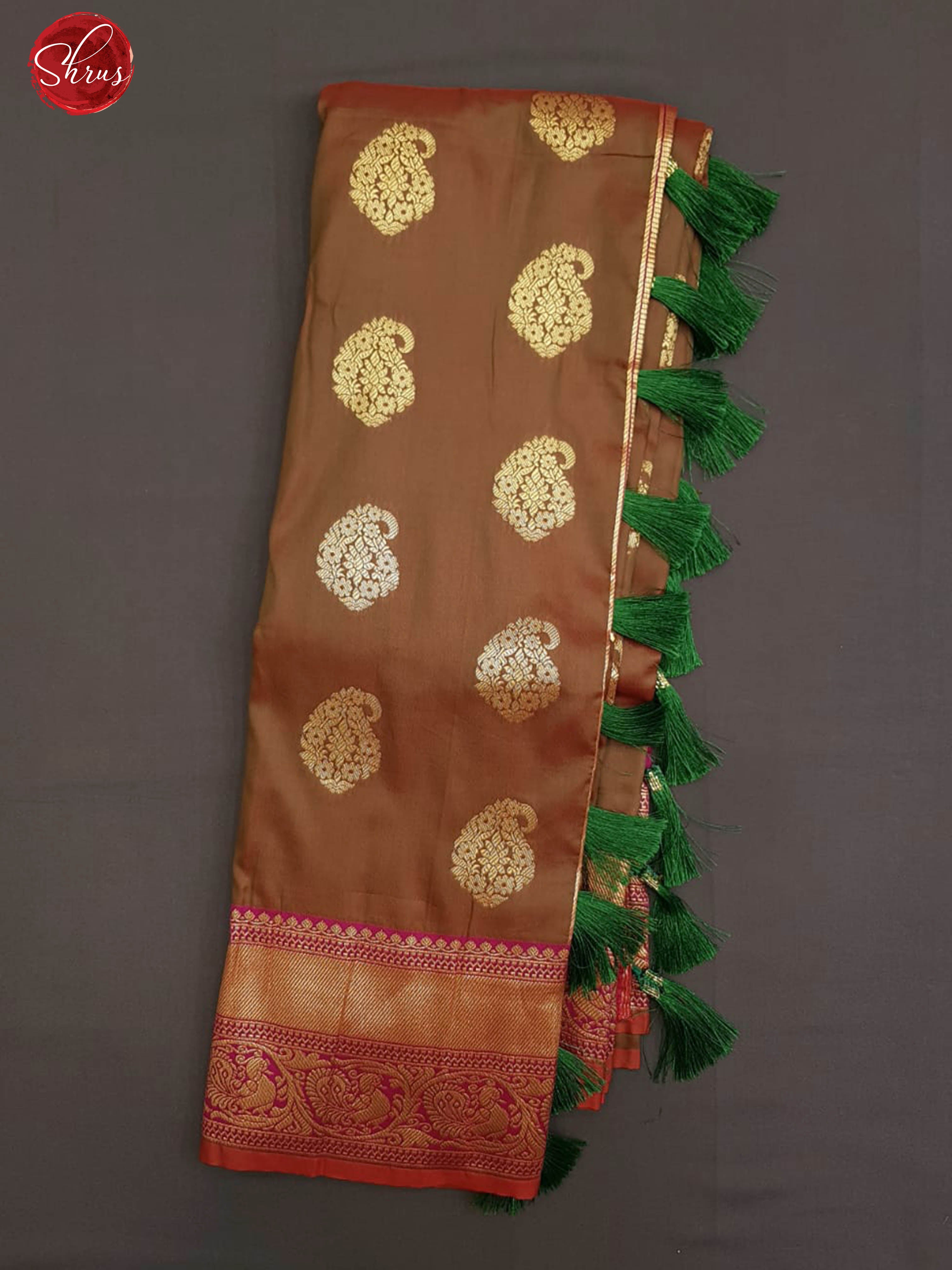 Brown & Pink - Semi Kanchipuram with Zari woven manga motifs on the body & Contrast Zari Border - Shop on ShrusEternity.com