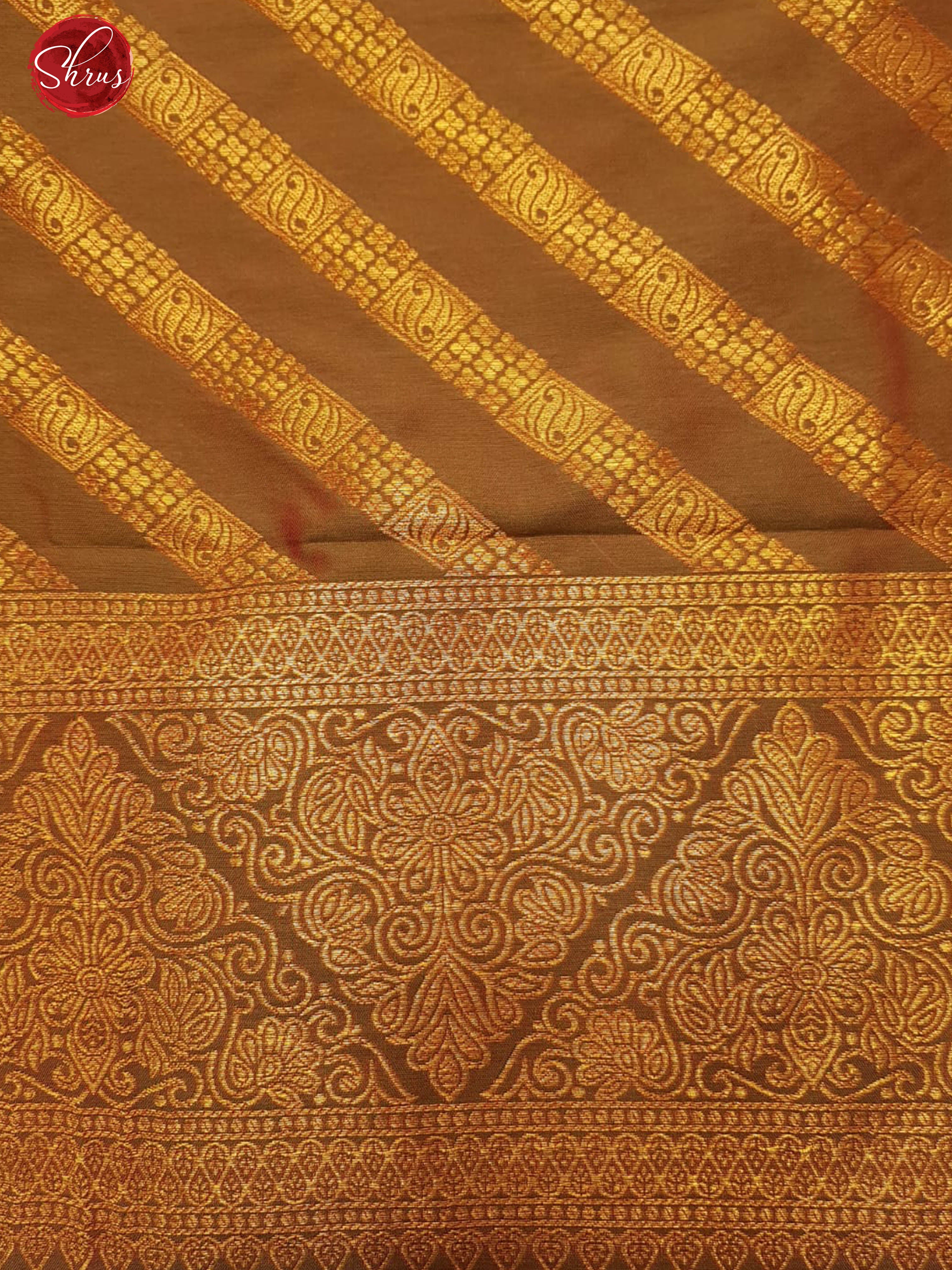 Green & Brown - Semi Kanchipuram with Zari woven floral motifs on the body & Contrast Zari Border - Shop on ShrusEternity.com