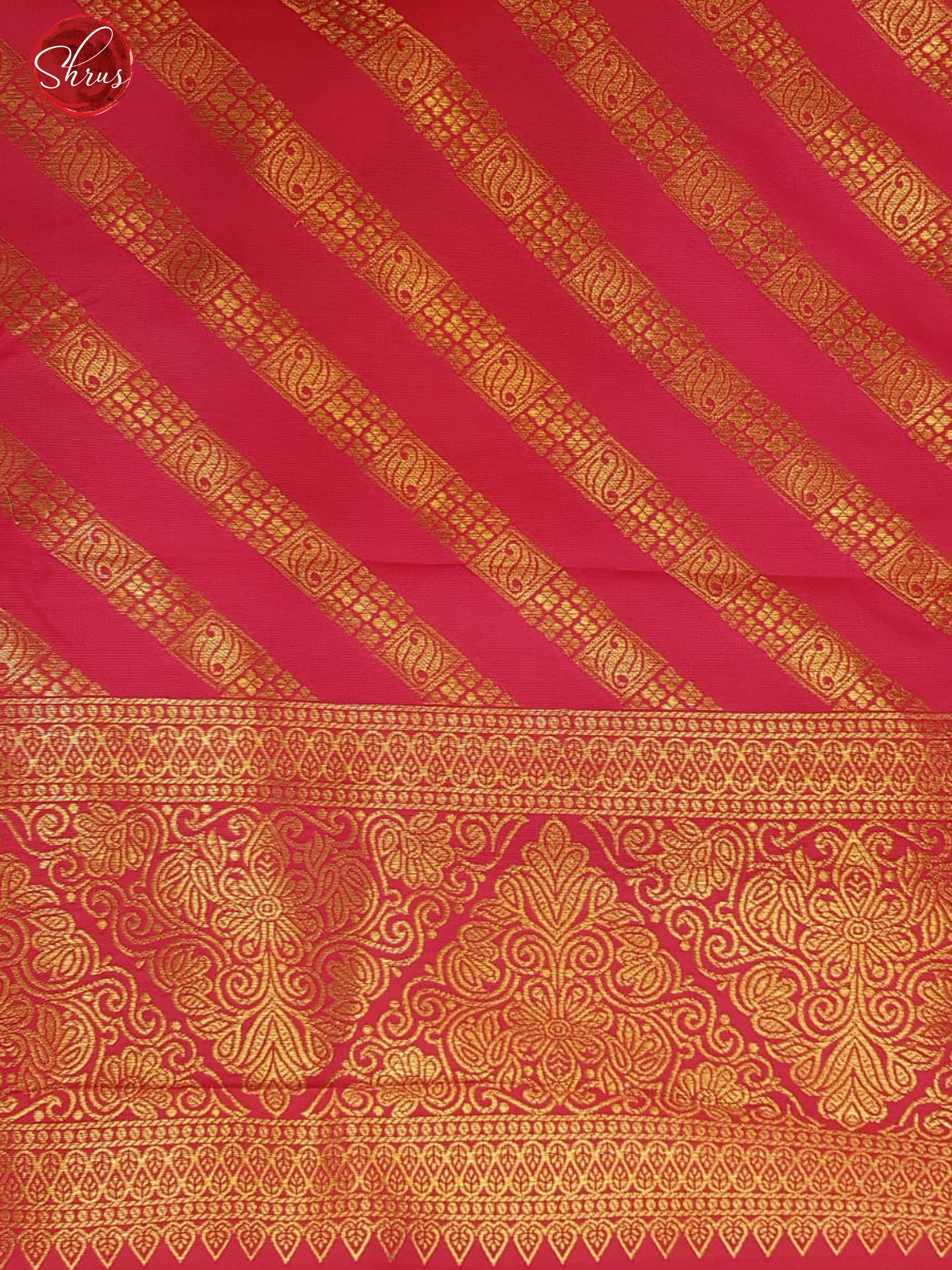 Rani Pink(Single Tone)- Semi Kanchipuram with Zari woven floral motifs on the body & Zari Border - Shop on ShrusEternity.com