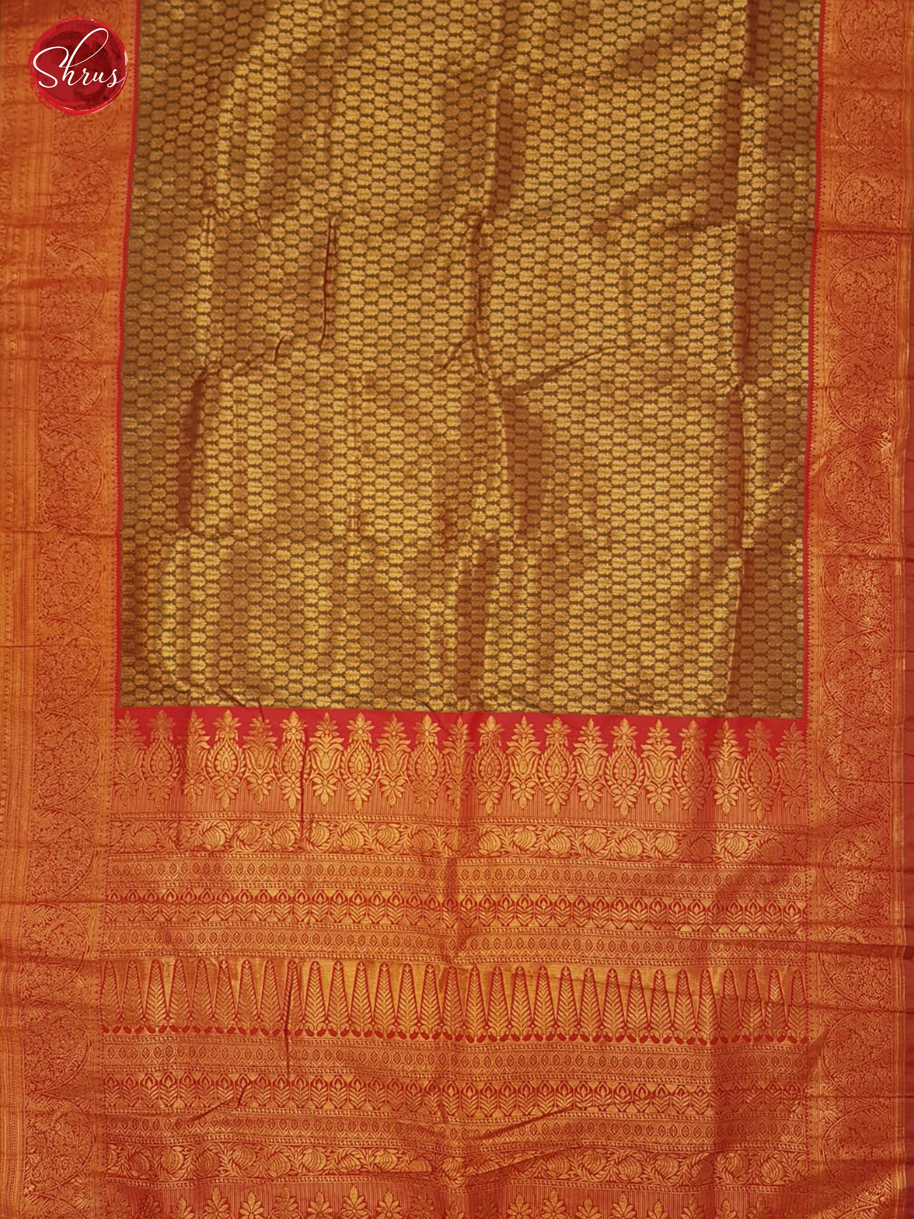 Brown & Red - Semi Kanchipuram Silk with Zari woven brocade on the body & Zari Border - Shop on ShrusEternity.com