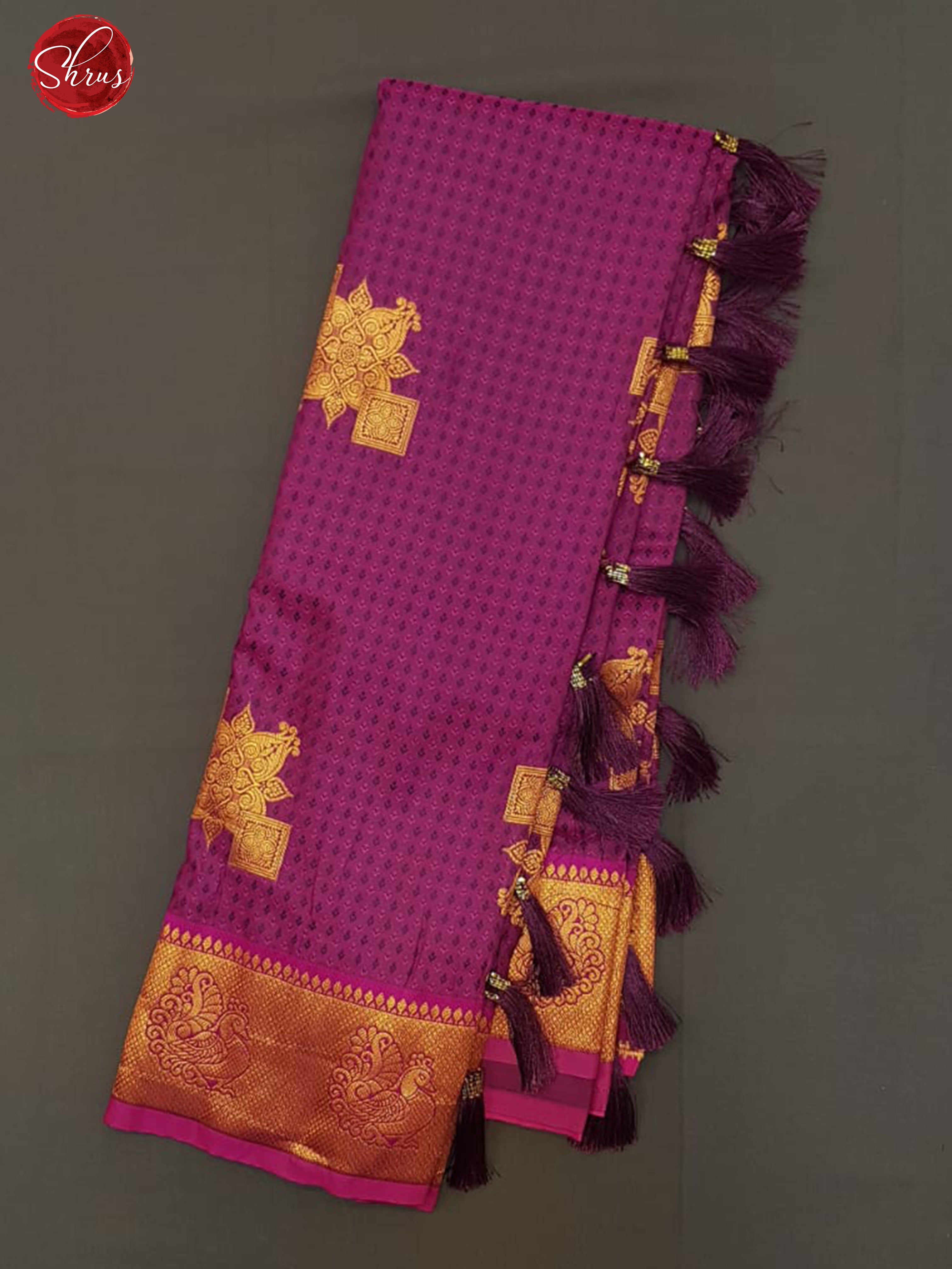 Purple & Pink - Semi Kanchipuram with Zari woven floral motifs , self jacquard on the body & Zari Border - Shop on ShrusEternity.com