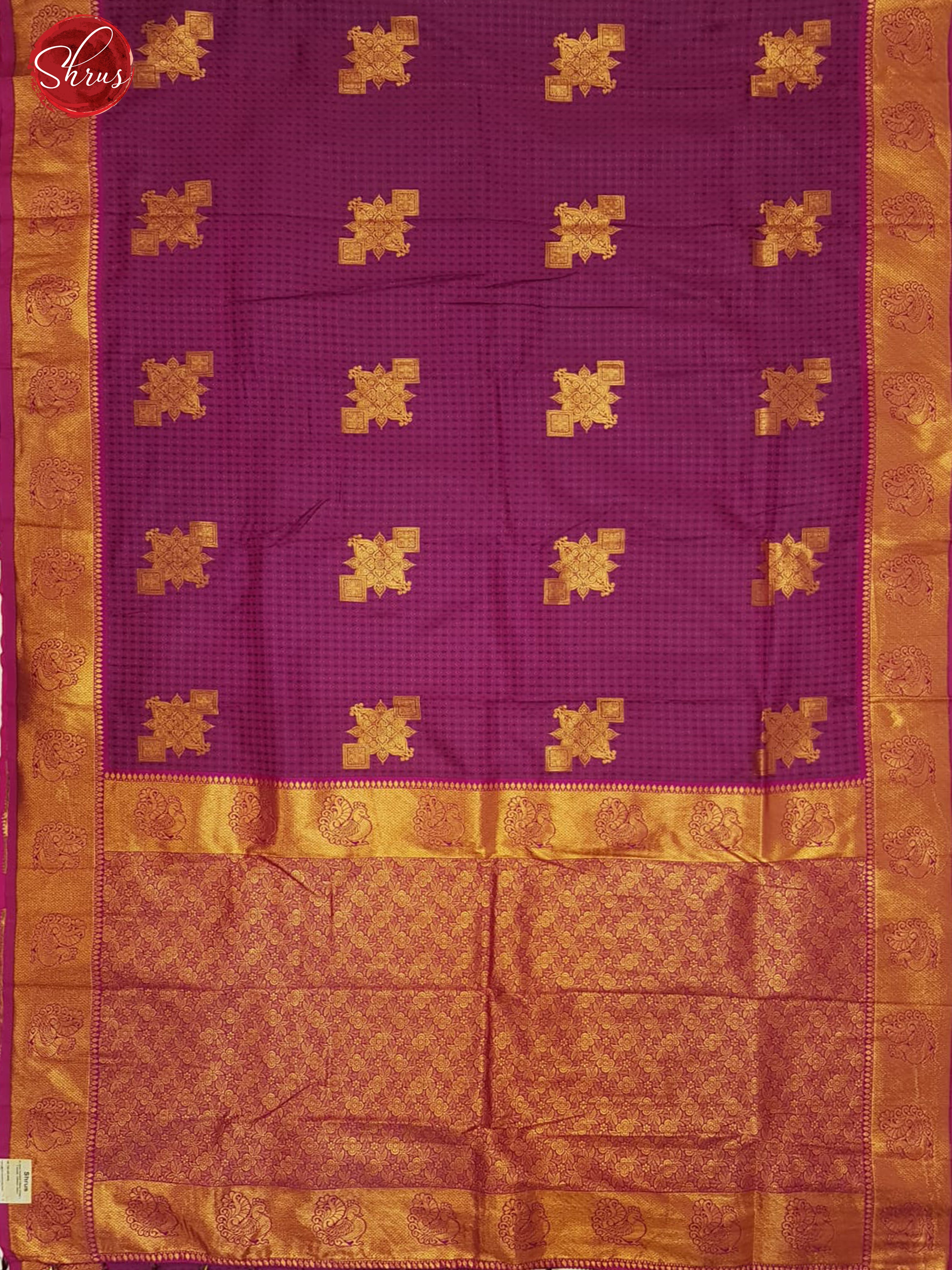 Purple & Pink - Semi Kanchipuram with Zari woven floral motifs , self jacquard on the body & Zari Border - Shop on ShrusEternity.com