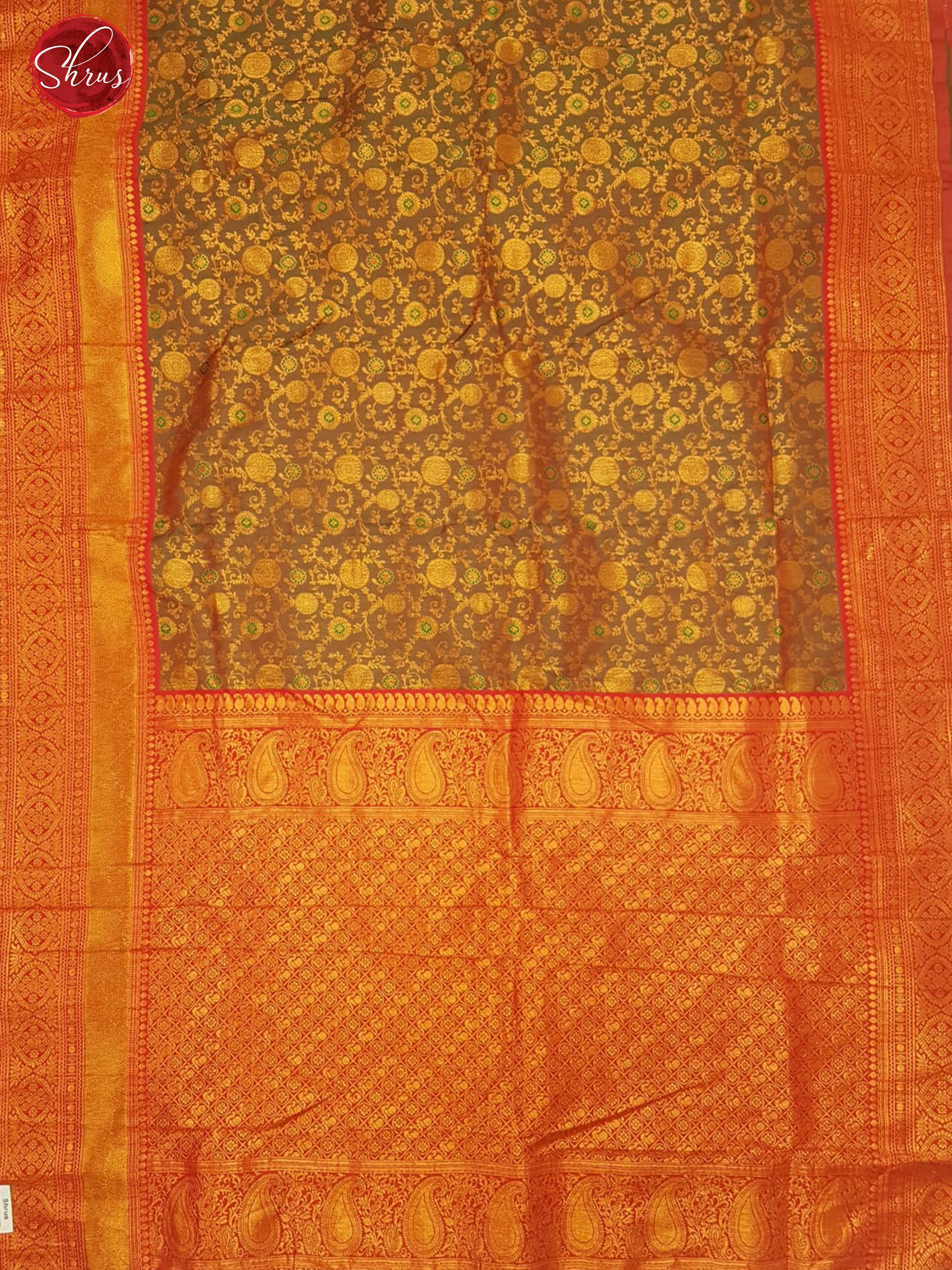 Green & Red -Semi Kanchipuram with Zari woven brocade on the body & Contrast Zari Border - Shop on ShrusEternity.com