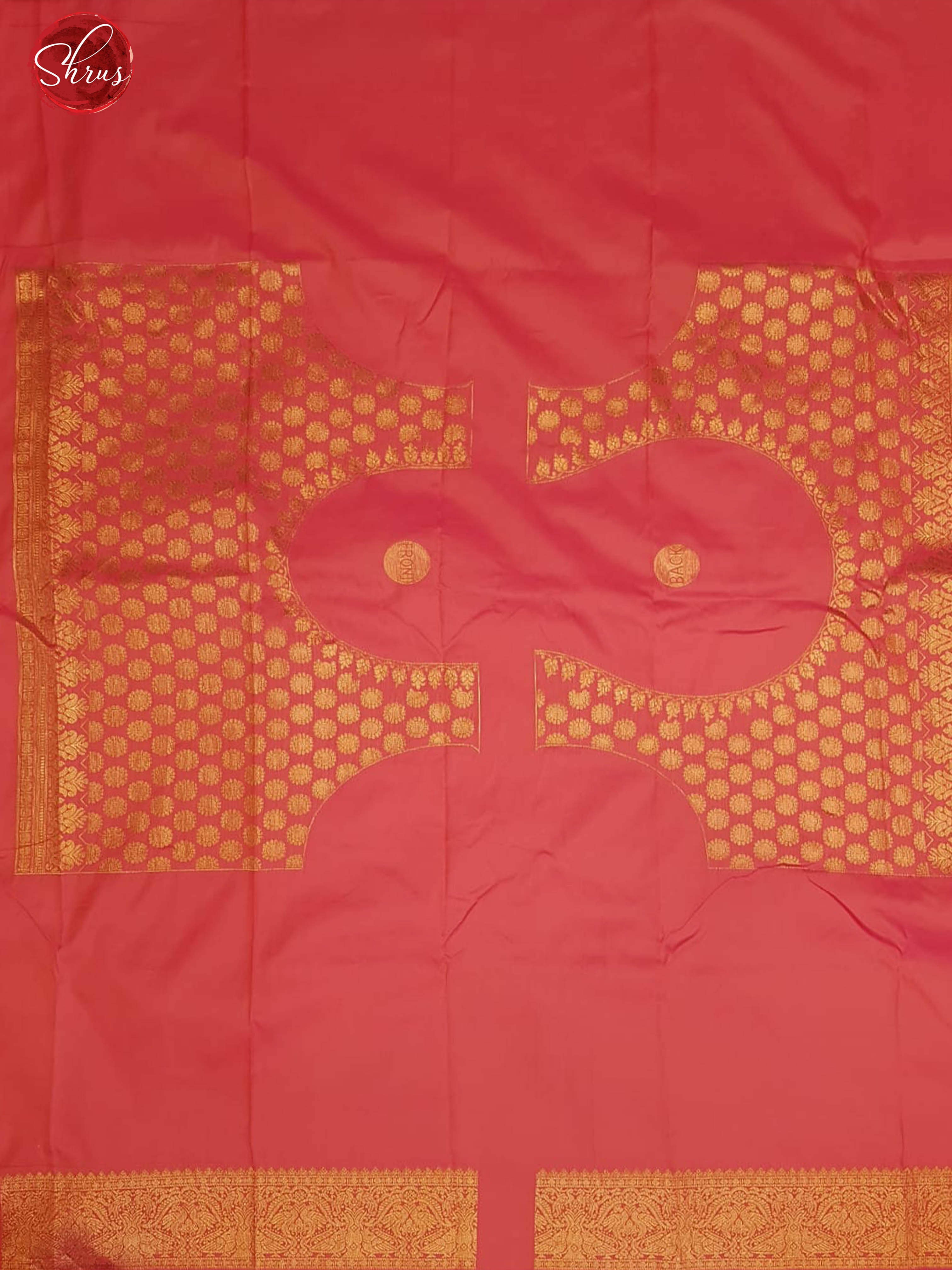 Peach(Single tone)- Semi Kanchipuram with Zari woven floral , peacock buttas on the body & Zari Border - Shop on ShrusEternity.com