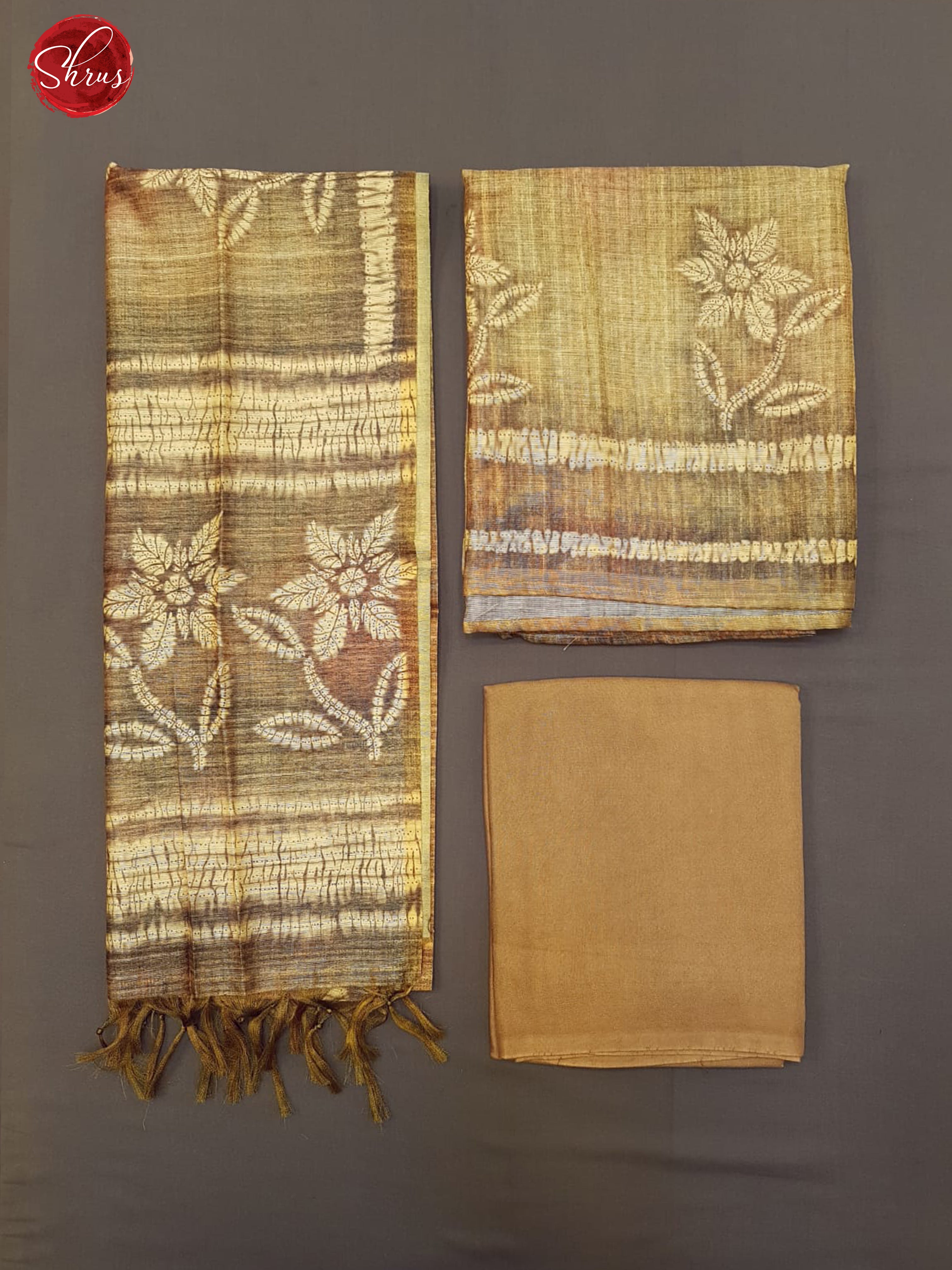 Chikoo - Matka Salwar Suit with printed Tops & Dupatta(In the picture left side is dupatta And the right side is Top & Bottom ) - Shop on ShrusEternity.com