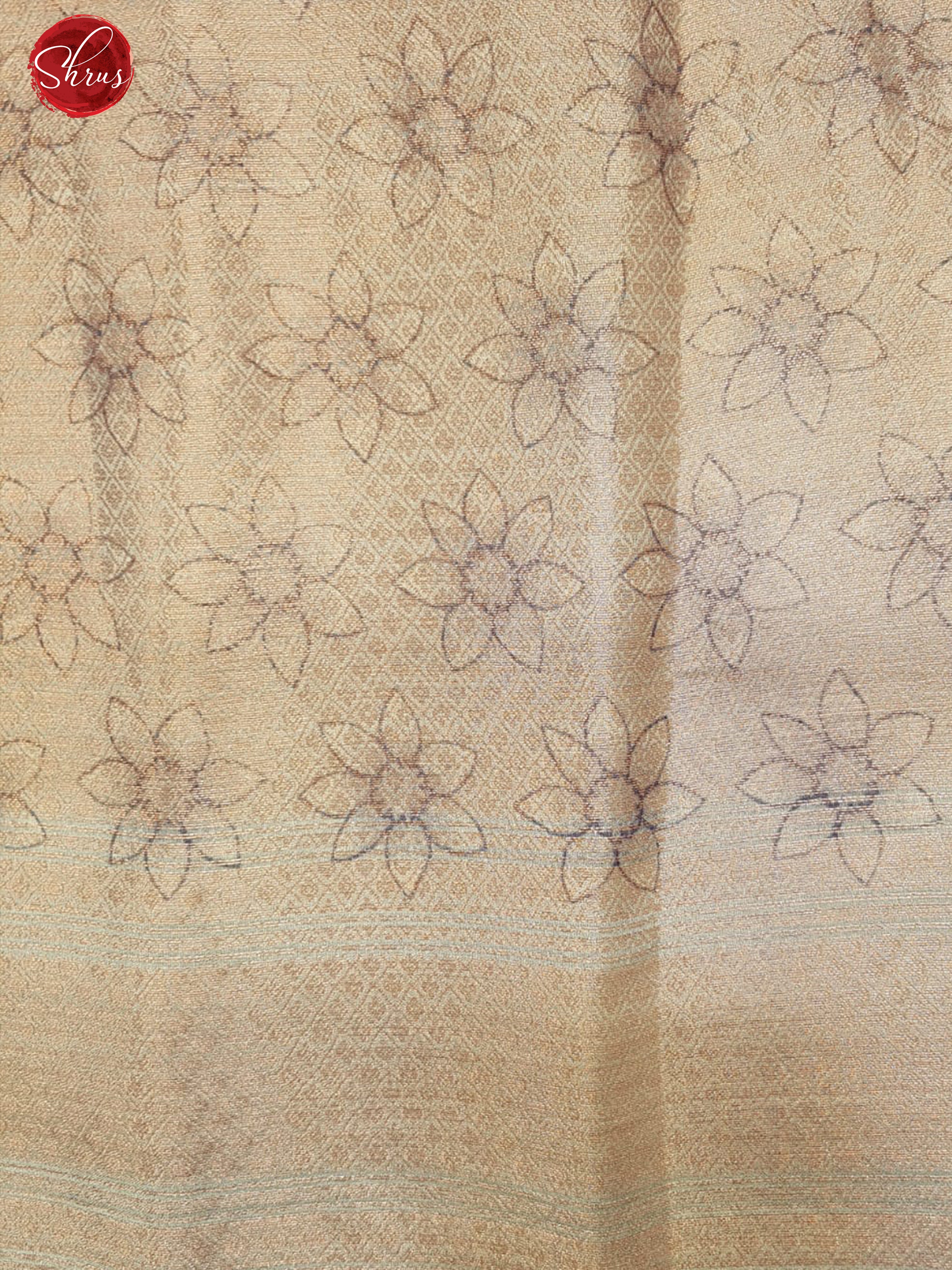 Bluish Grey(Single Tone)-Tussar with floral print on the body & Zari Border - Shop on ShrusEternity.com