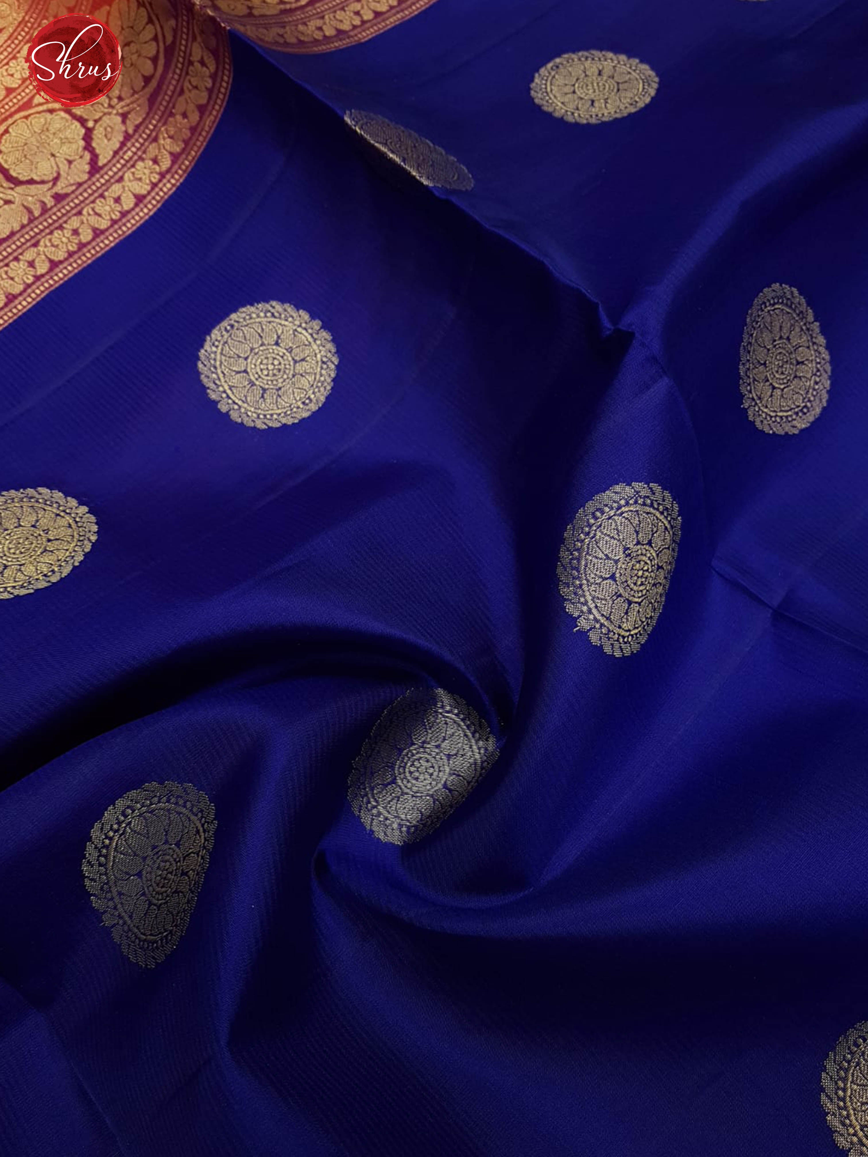 Blue & Orange - Soft Silk with zari woven floral motifs on the body & Contrast Border - Shop on ShrusEternity.com