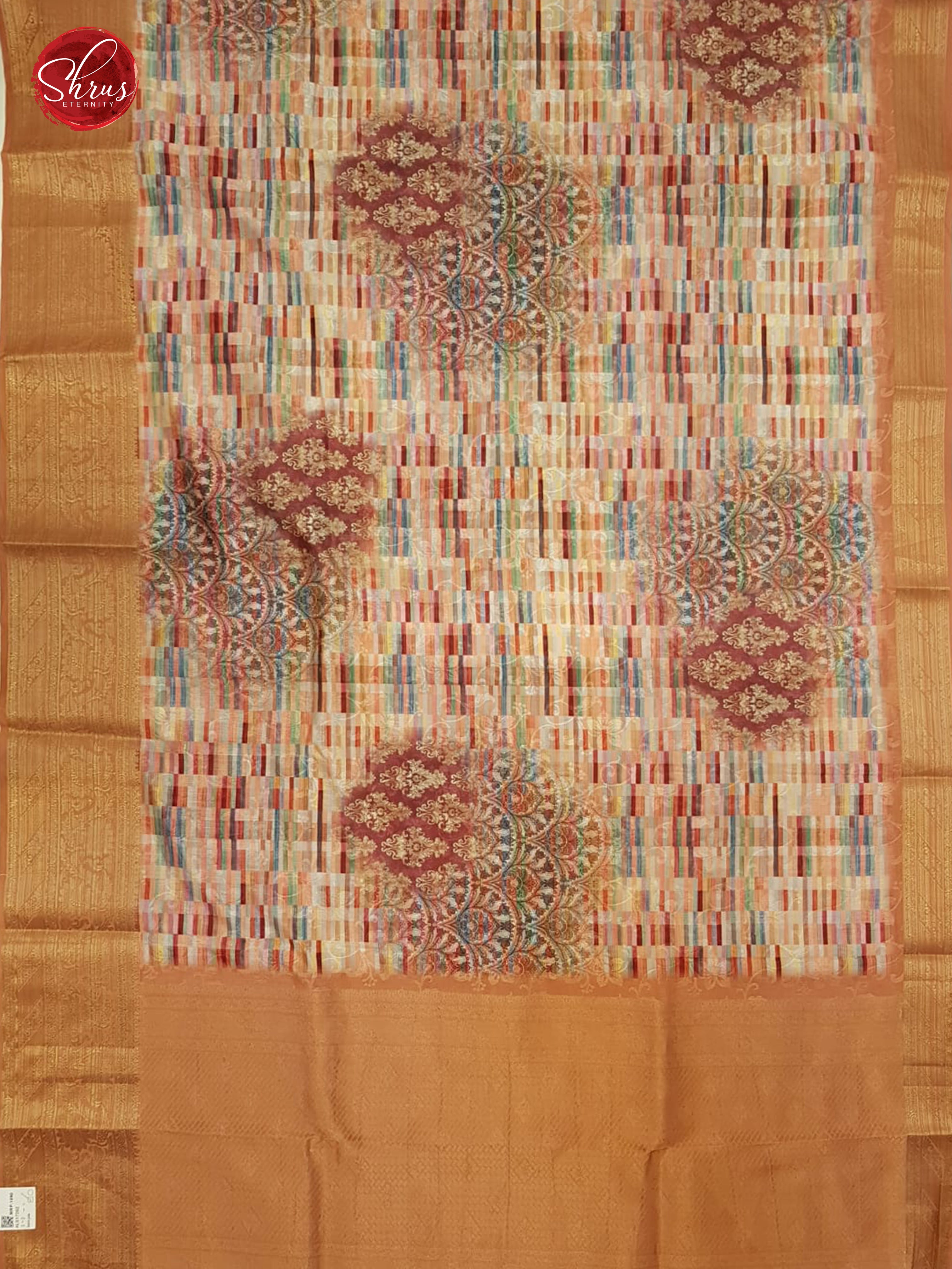 Cream & Brown -Jute with Printed Body & Contrast Zari Border - Shop on ShrusEternity.com