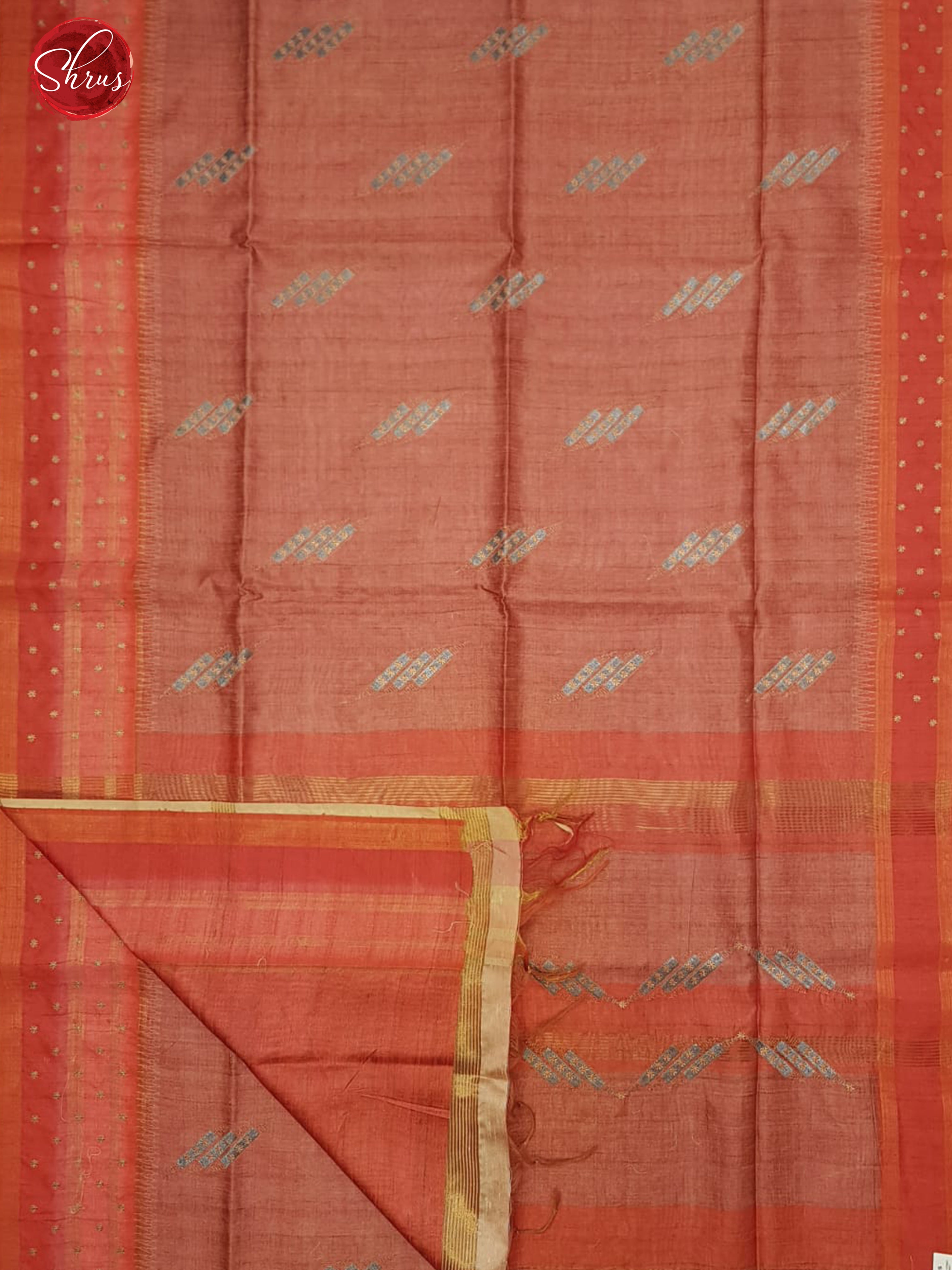 Red & Pink - Semi Tussar with floral print on the body & contrast embroidered border - Shop on ShrusEternity.com