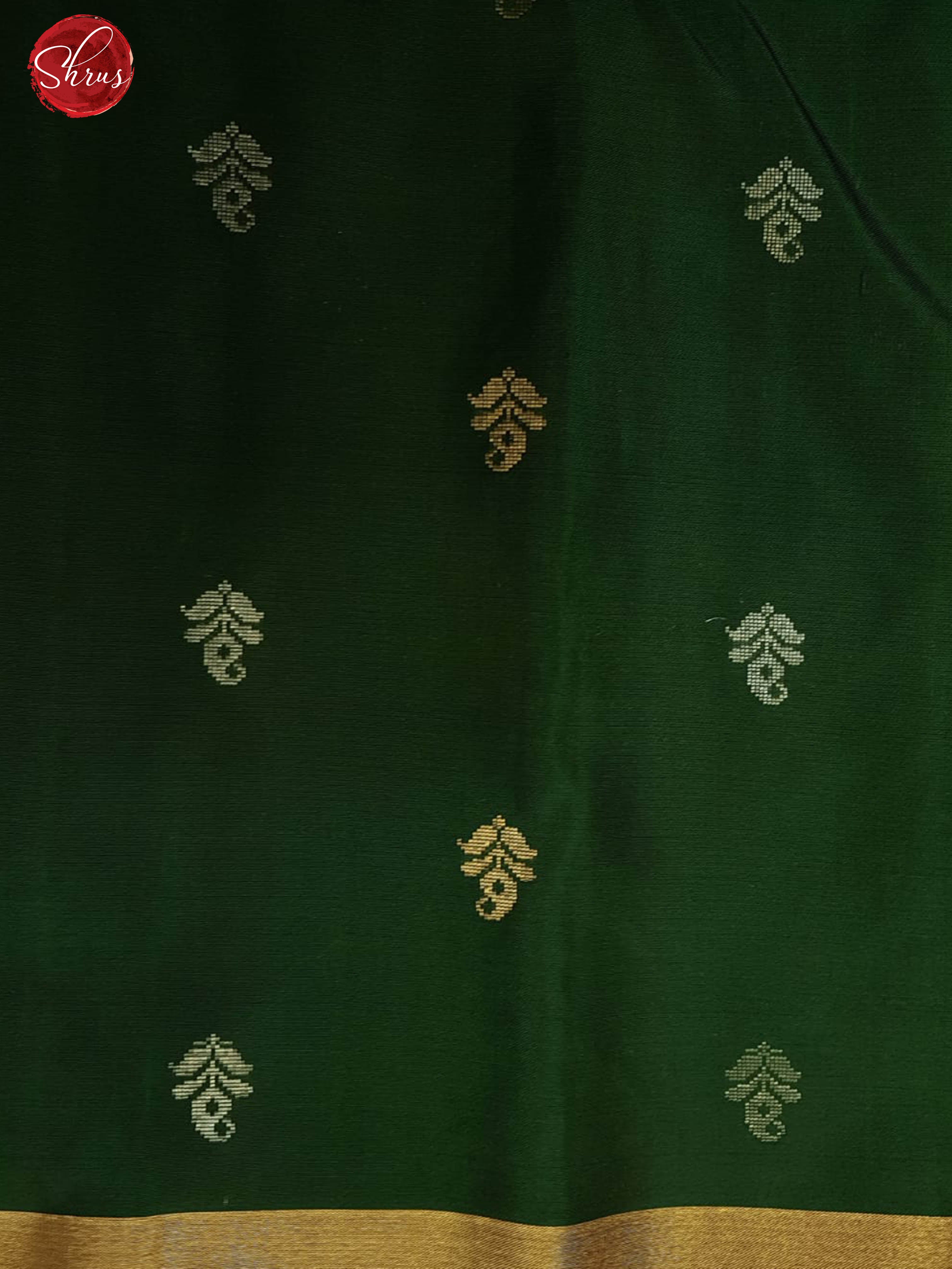 Maroon & Green -Borderless Soft Silk with Gold Zari woven Floral Motifs on the body - Shop on ShrusEternity.com