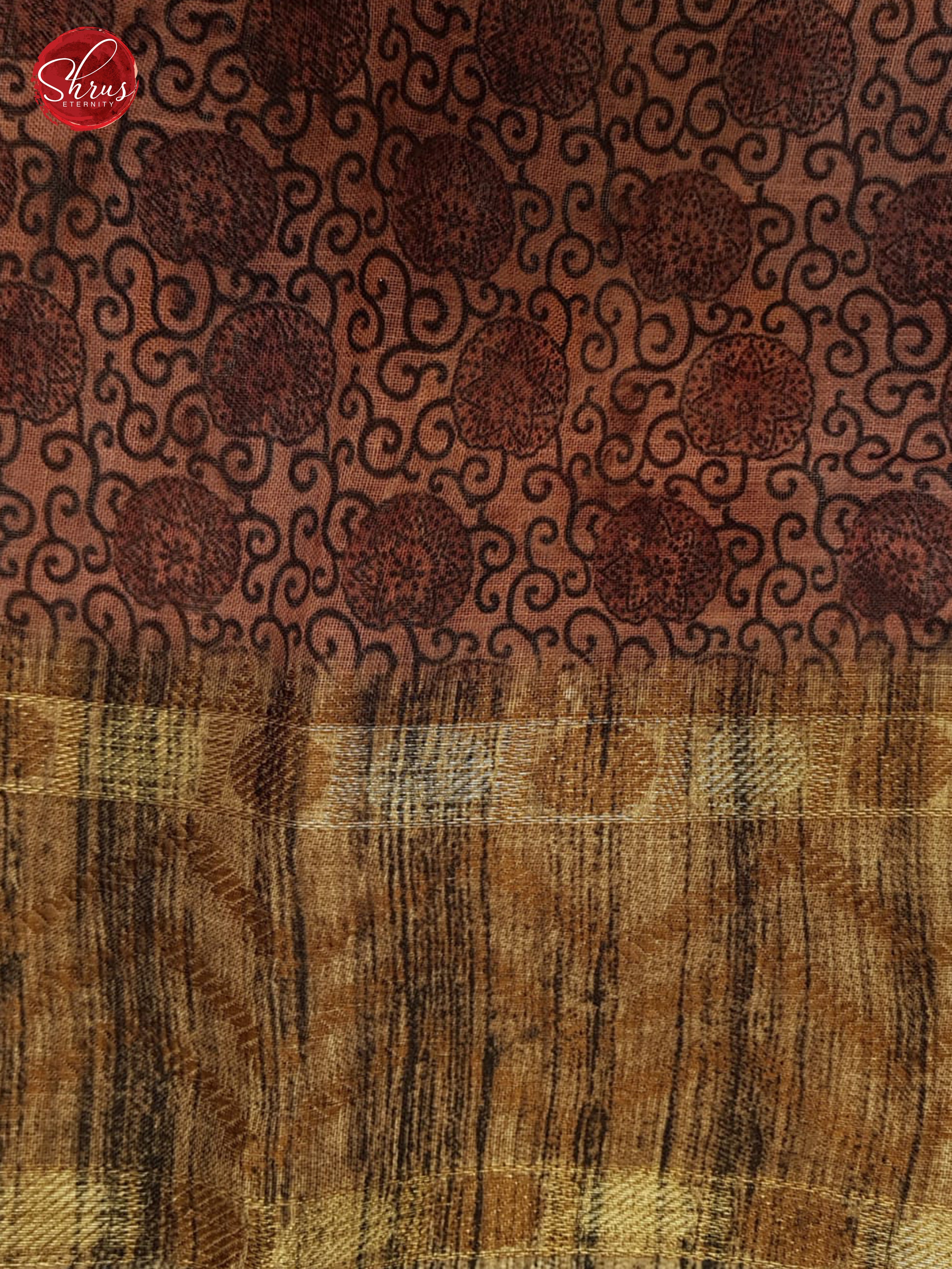 Grey & Brown - Matka Cotton with floral print on the Body & printed Border - Shop on ShrusEternity.com