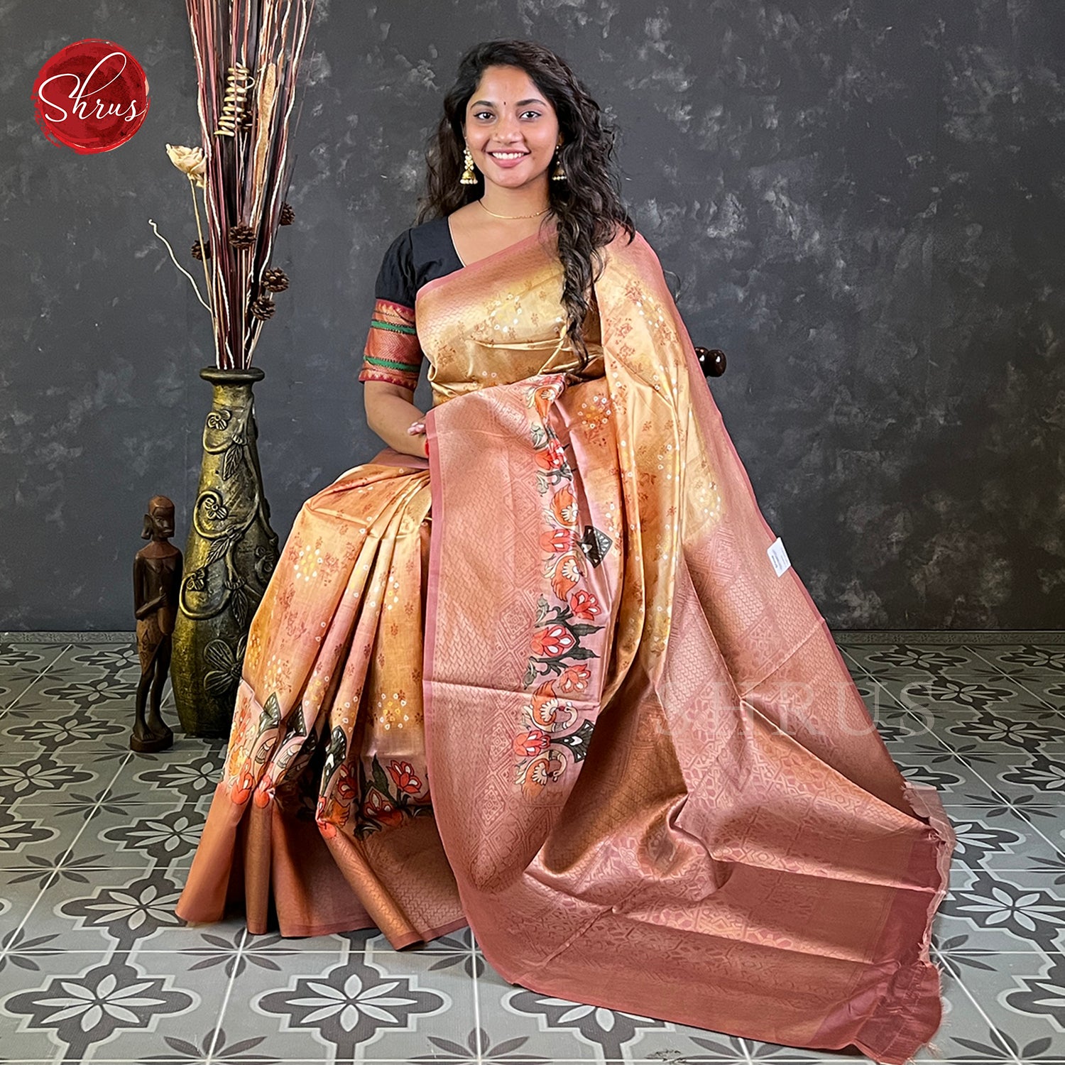 Onion pink -Semi dupion saree - Shop on ShrusEternity.com