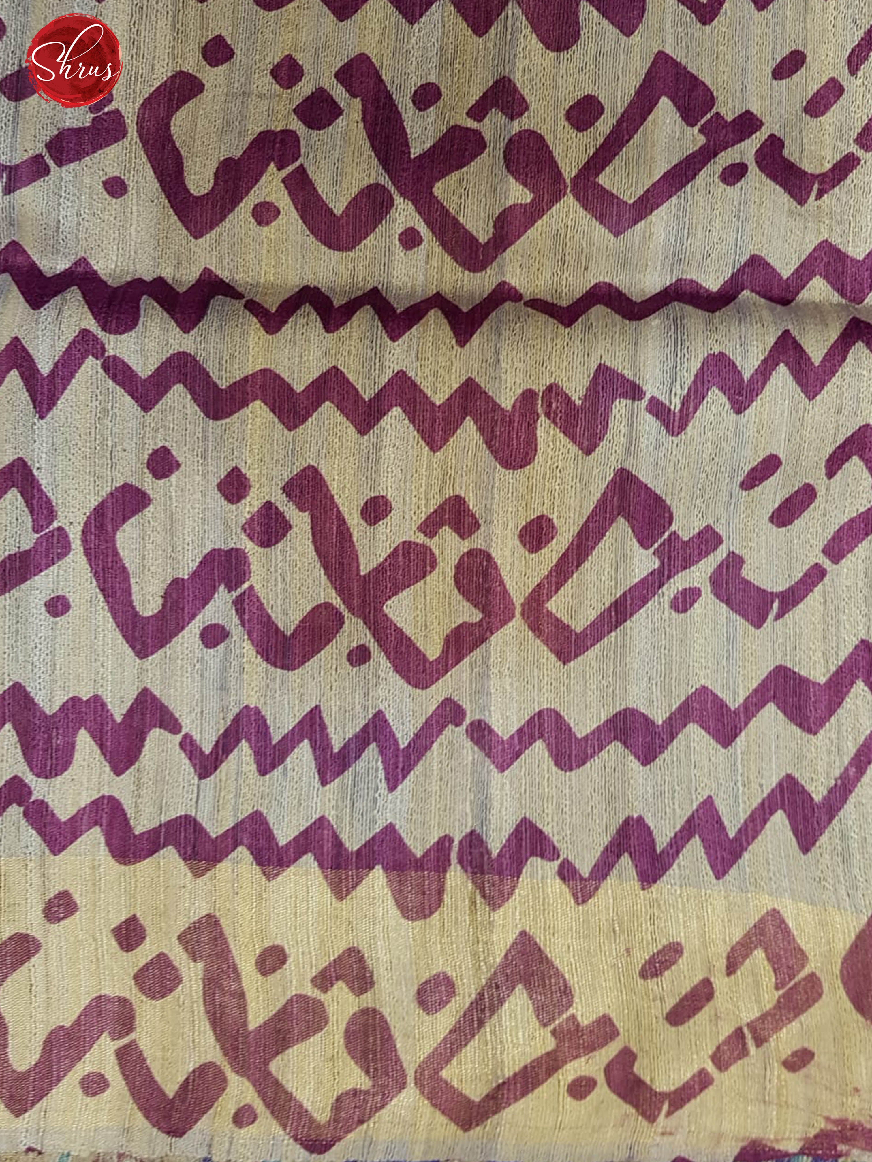 Blue & Cream- Gicha Tussar with Peacock print & Mandhubani paint border - Shop on ShrusEternity.com