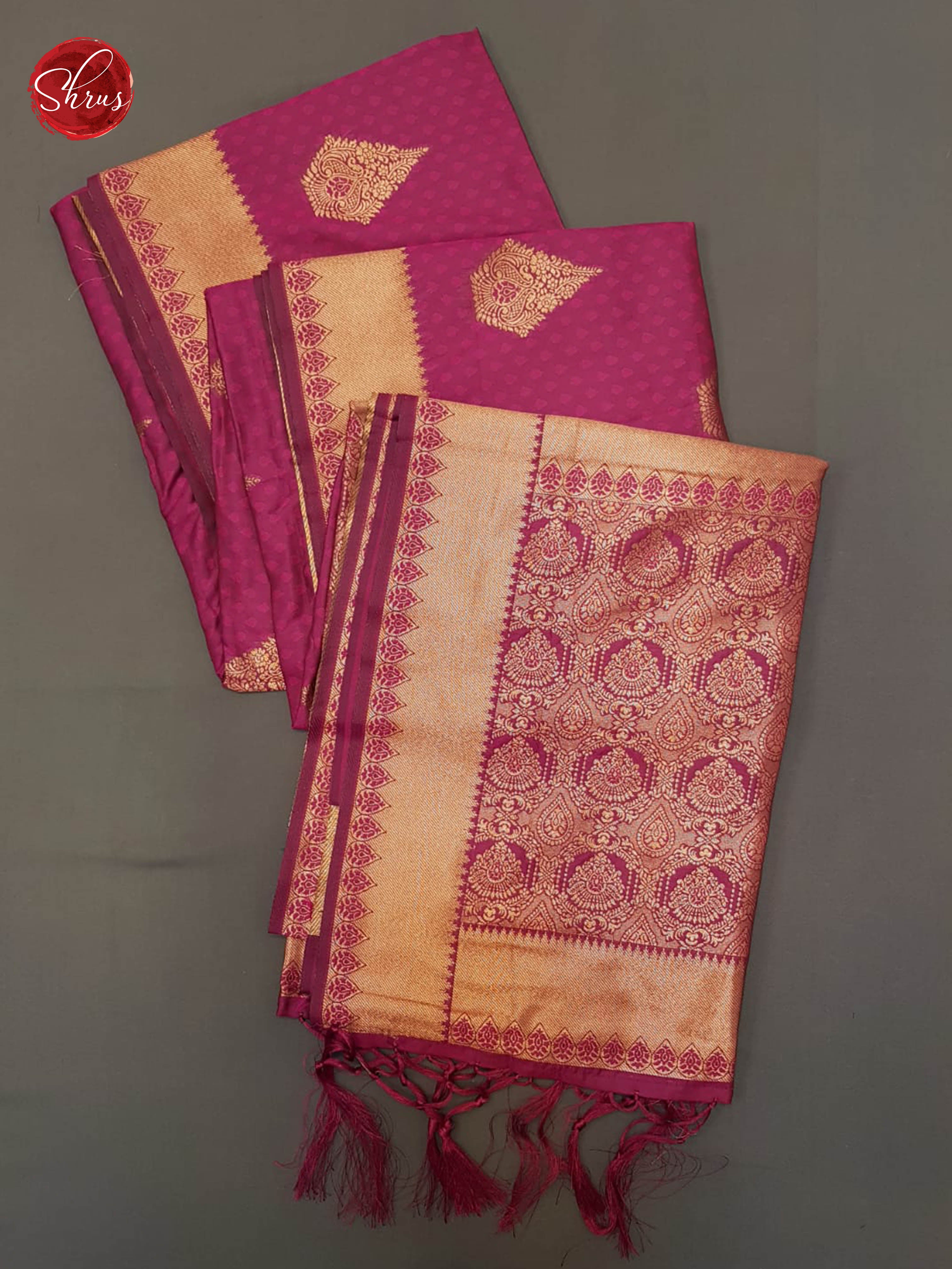 Pink(Single tone)- Semi Khatan with zari woven floral motifs on the body& Zari Border - Shop on ShrusEternity.com