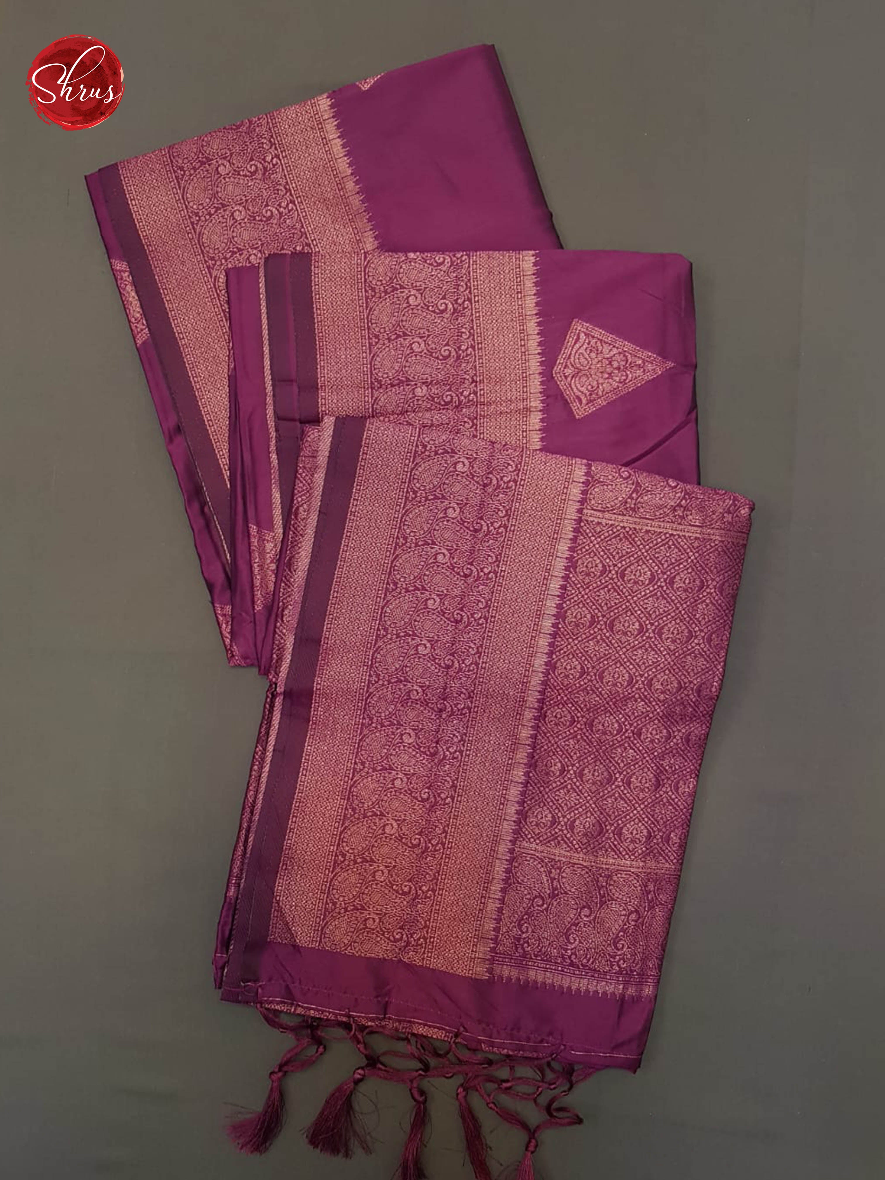 Wine(Single tone)- Semi Khatan with zari woven floral motifs on the body& Zari Border - Shop on ShrusEternity.com