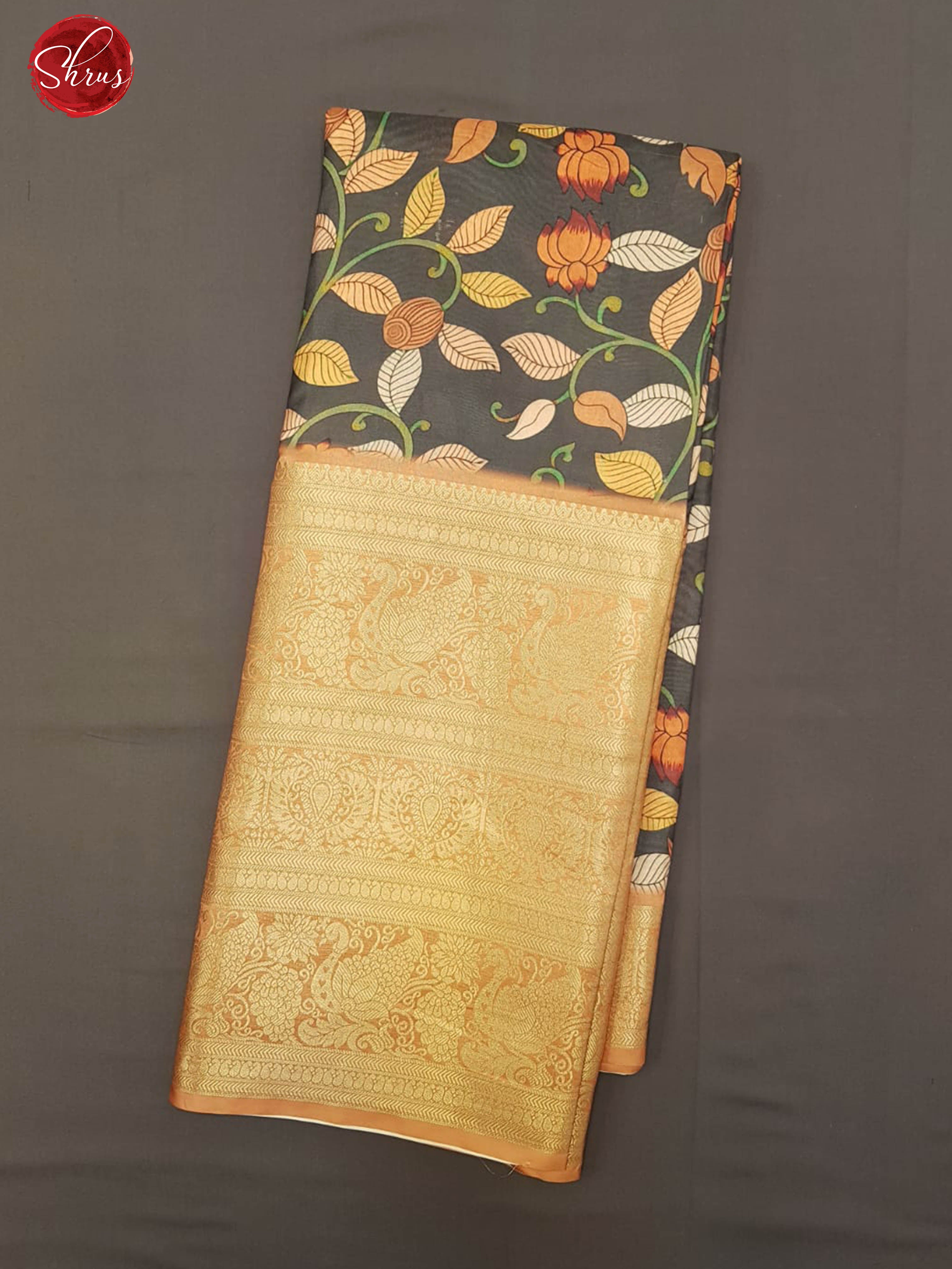 Black & Maroon- Semi Crepe with kalamkari floral print on the body & Zari Border - Shop on ShrusEternity.com