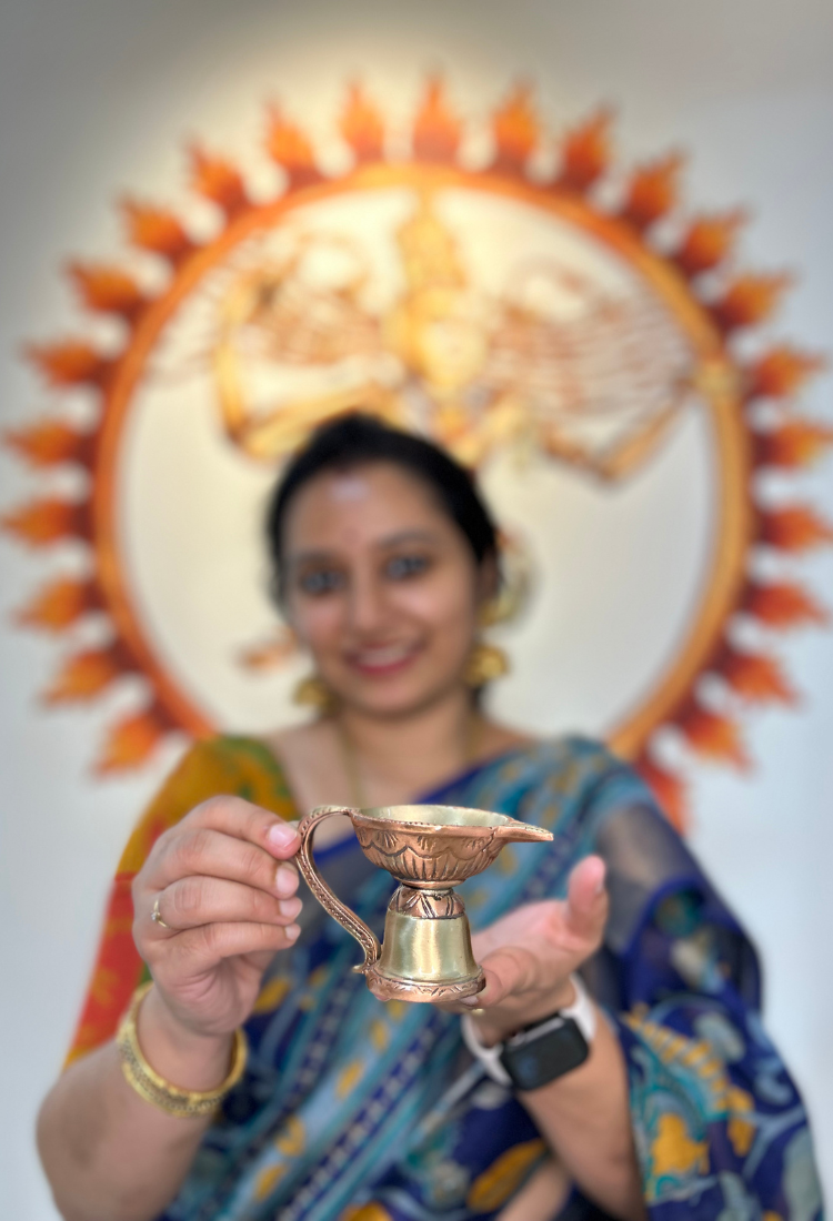 2.7" Brass Agal Deepam / Oil Lamp/ Diyas for Puja room and Home Decor in Dual Tone Finish (Pack of Two) - Shop on ShrusEternity.com