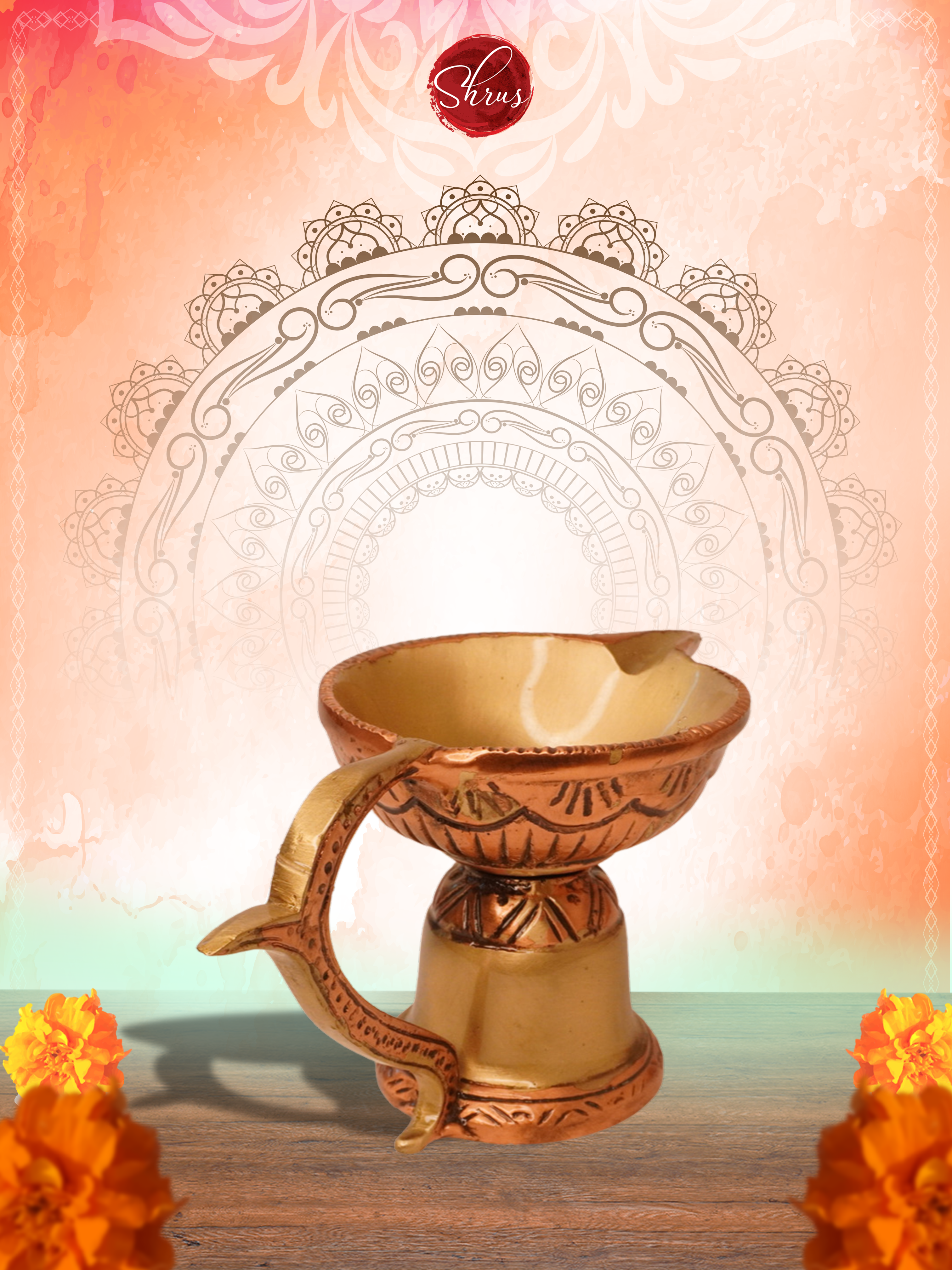 2.7" Brass Agal Deepam / Oil Lamp/ Diyas for Puja room and Home Decor in Dual Tone Finish (Pack of Two) - Shop on ShrusEternity.com