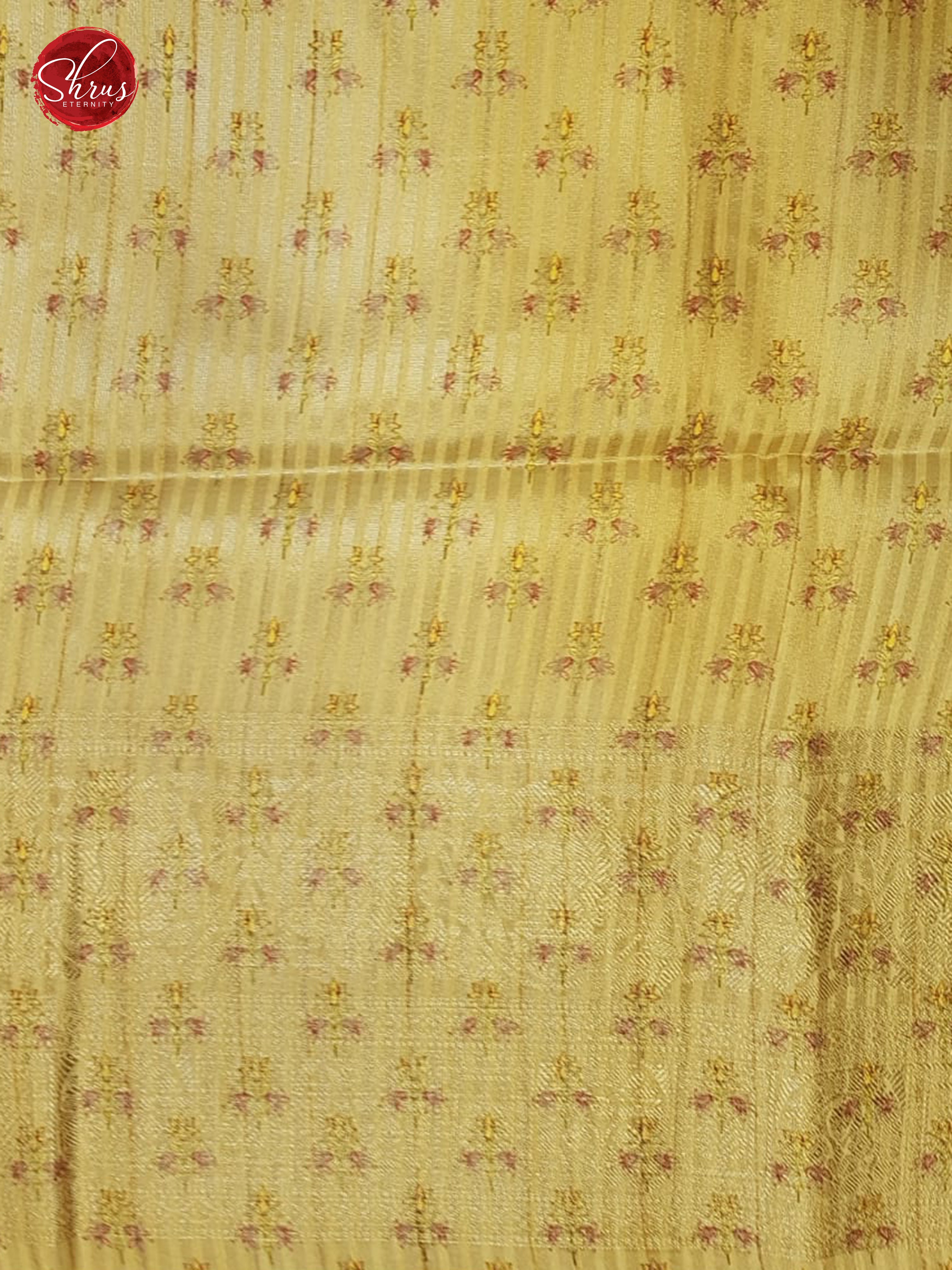 Dull Gold(Single Tone)- Semi Jute with floral Print on the Body & zari Border - Shop on ShrusEternity.com