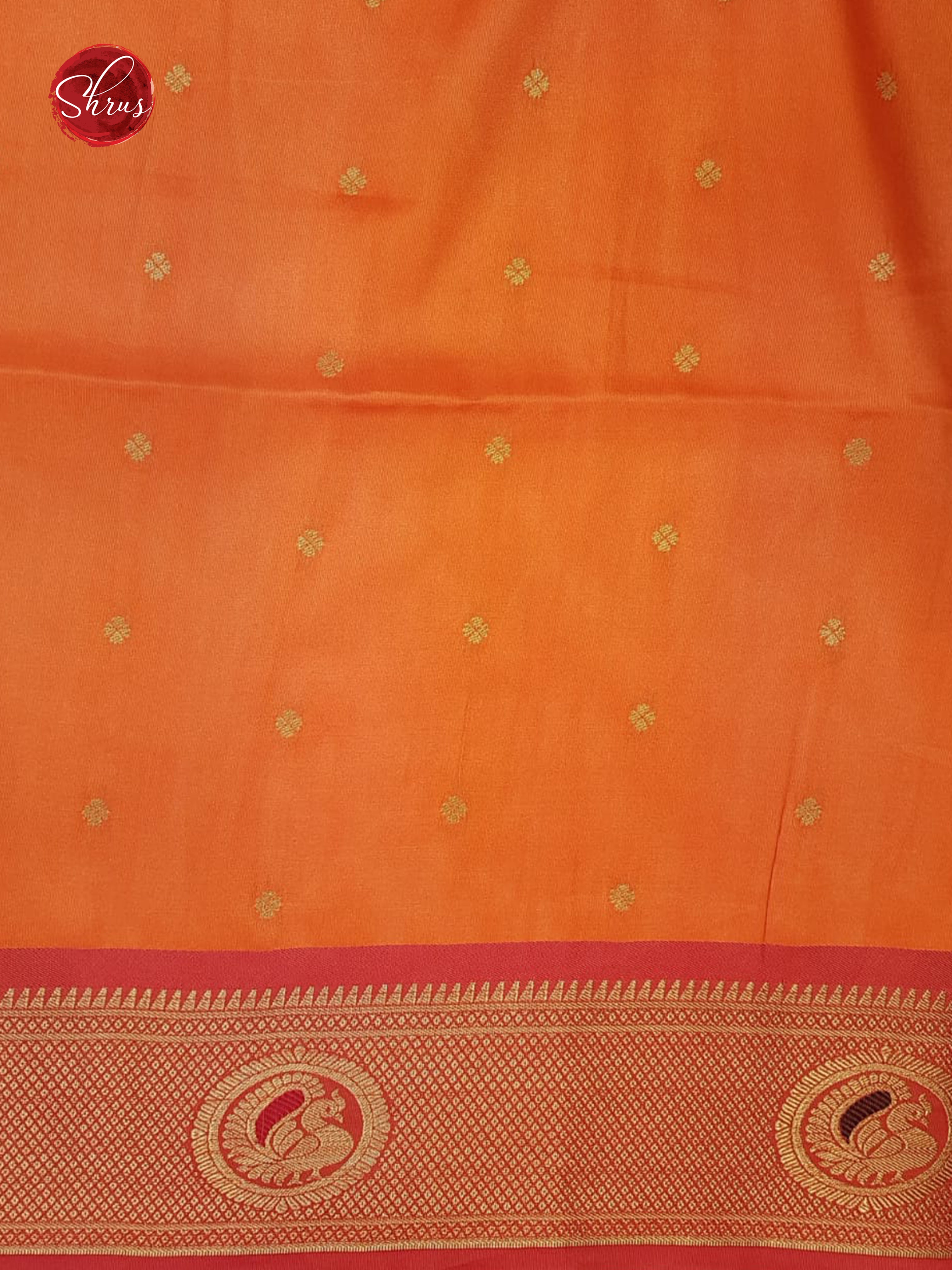 Green & Orange - Semi Paithani with art printed body & Zari Border - Shop on ShrusEternity.com