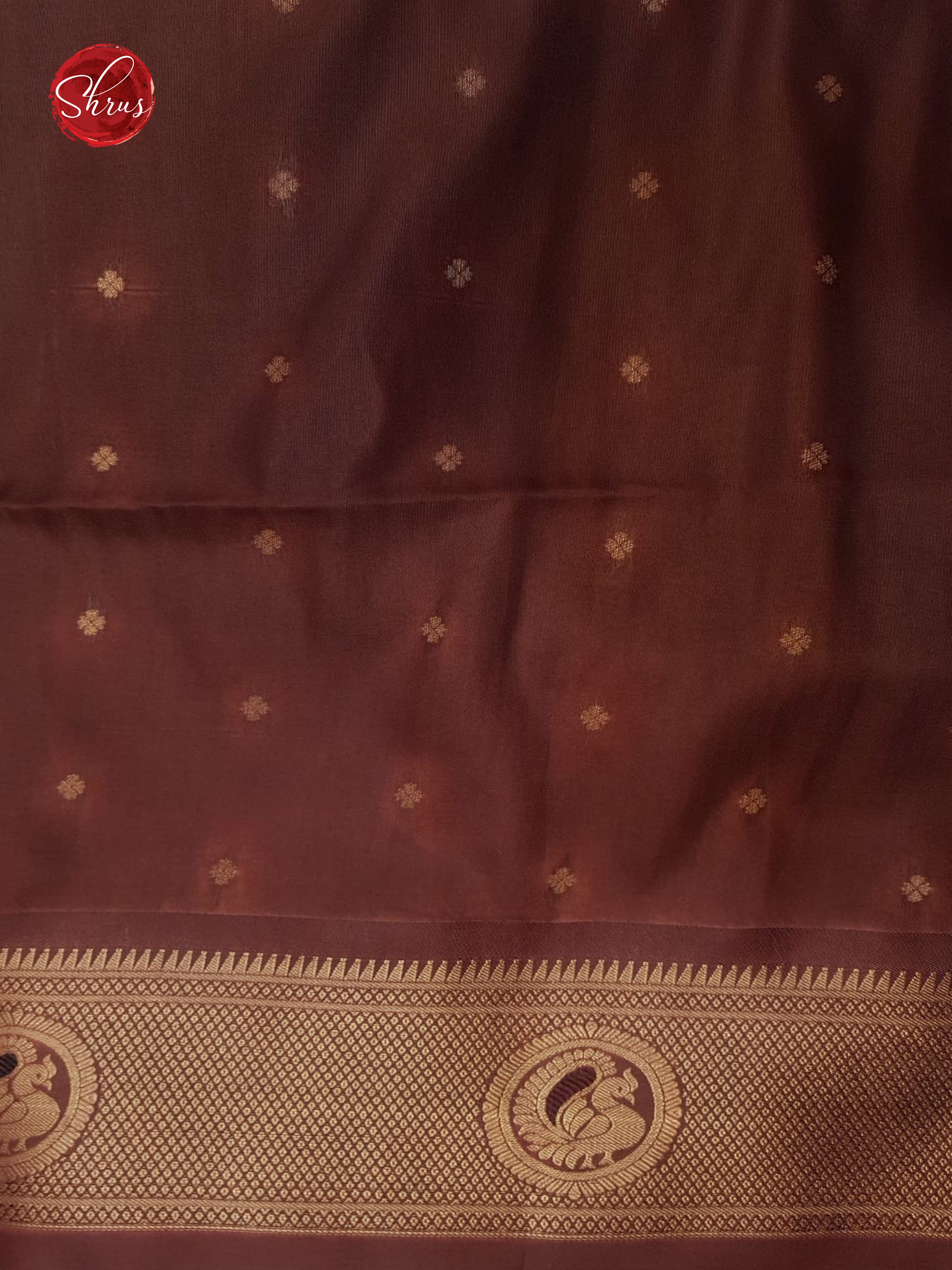 Green & Brown -Semi Paithani with art printed body & Zari Border - Shop on ShrusEternity.com