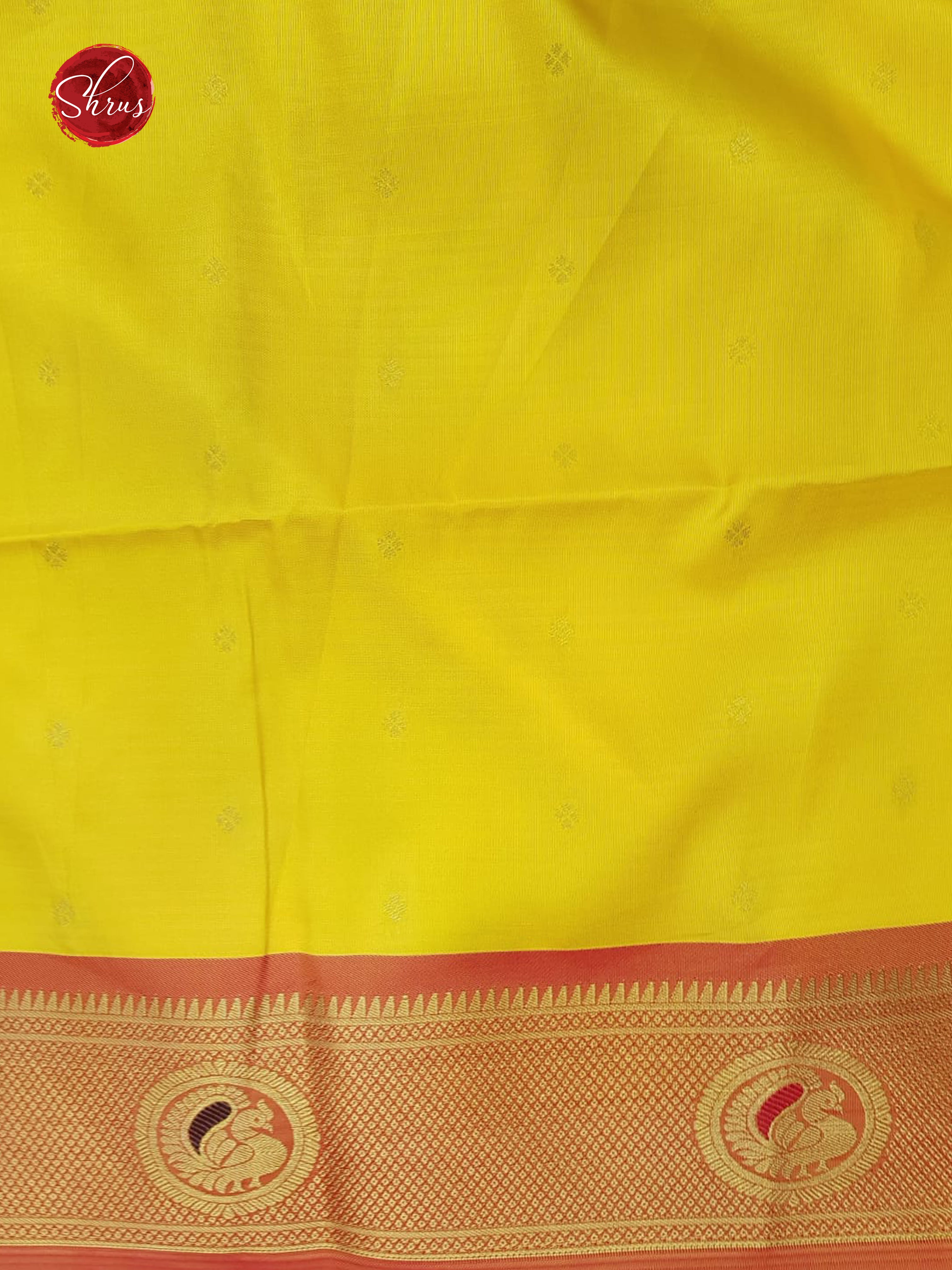 Green & Yellow-Semi Paithani with art printed body & Zari Border - Shop on ShrusEternity.com