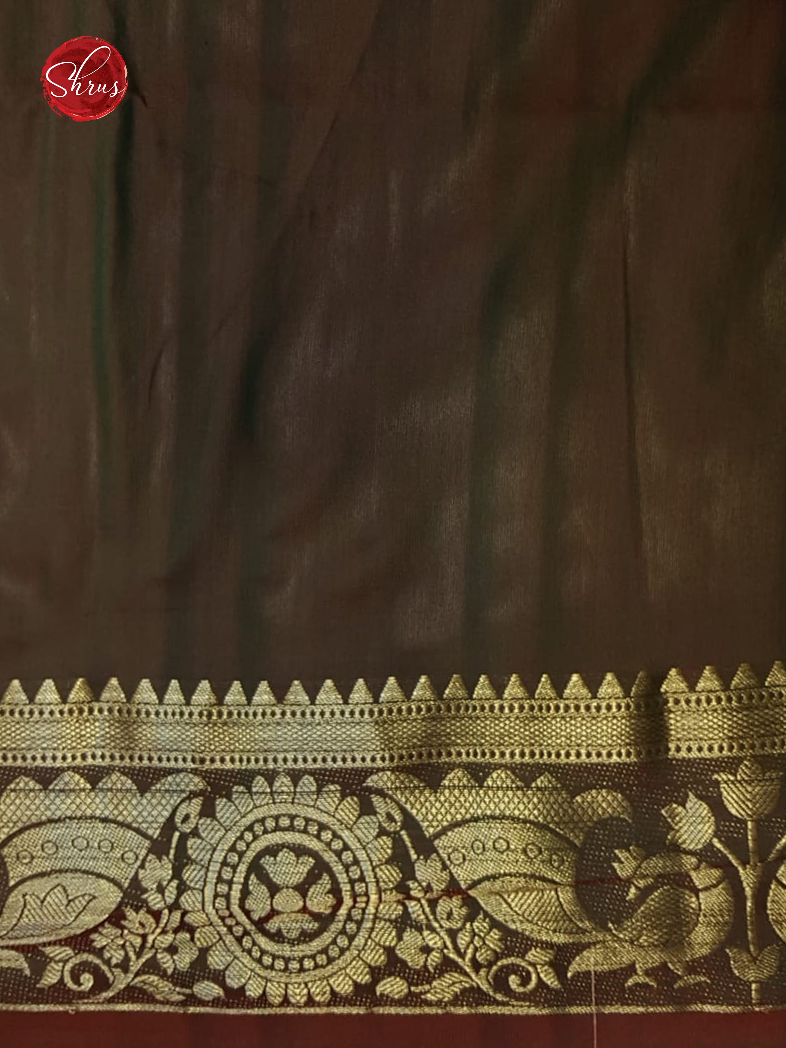 Green & Brown - Semi Paithani with patola print on the body & Zari Border - Shop on ShrusEternity.com