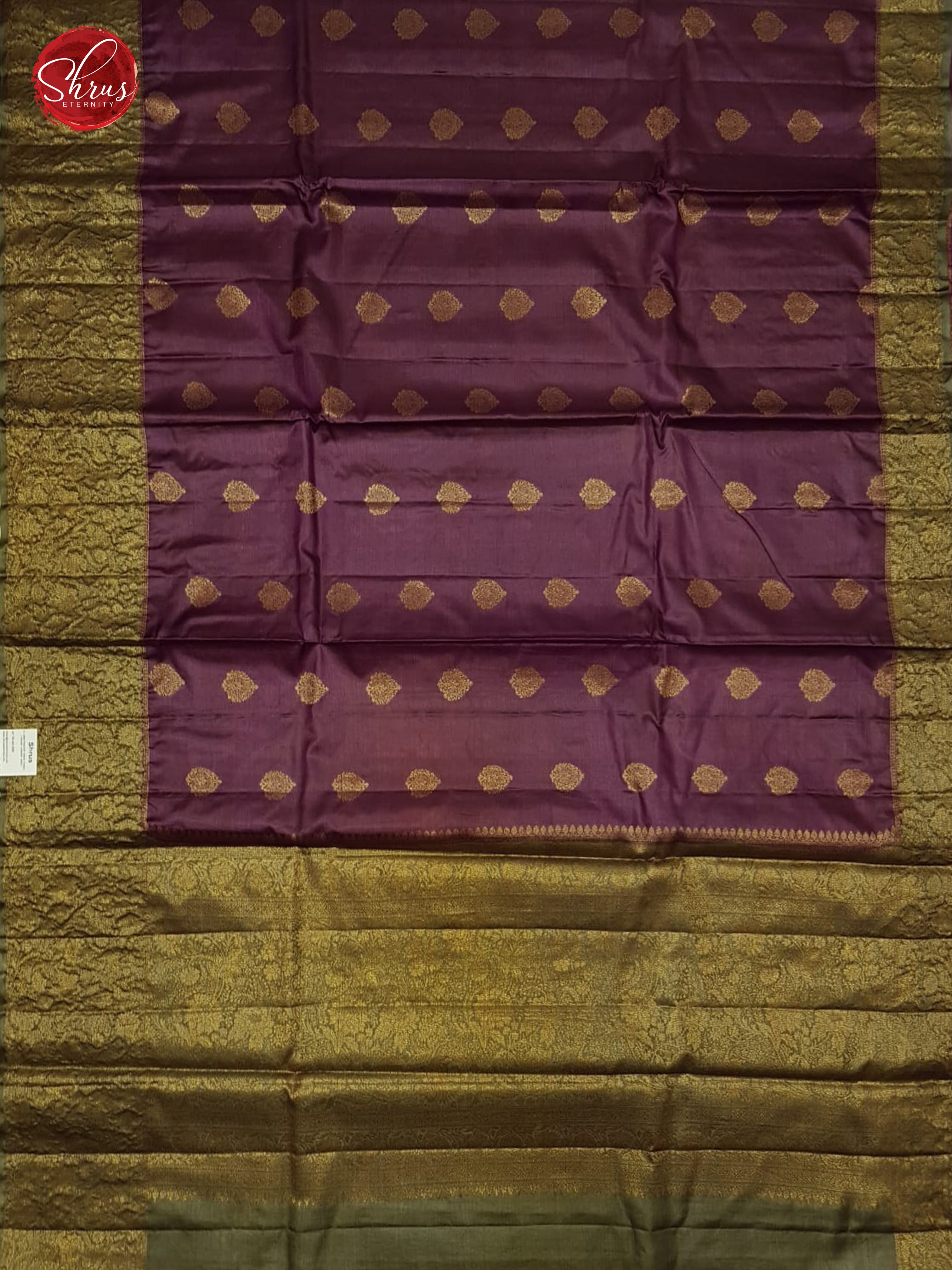 Wine & Grey -Tussar with zari woven floral motifs on the body & contrast Zari Border - Shop on ShrusEternity.com