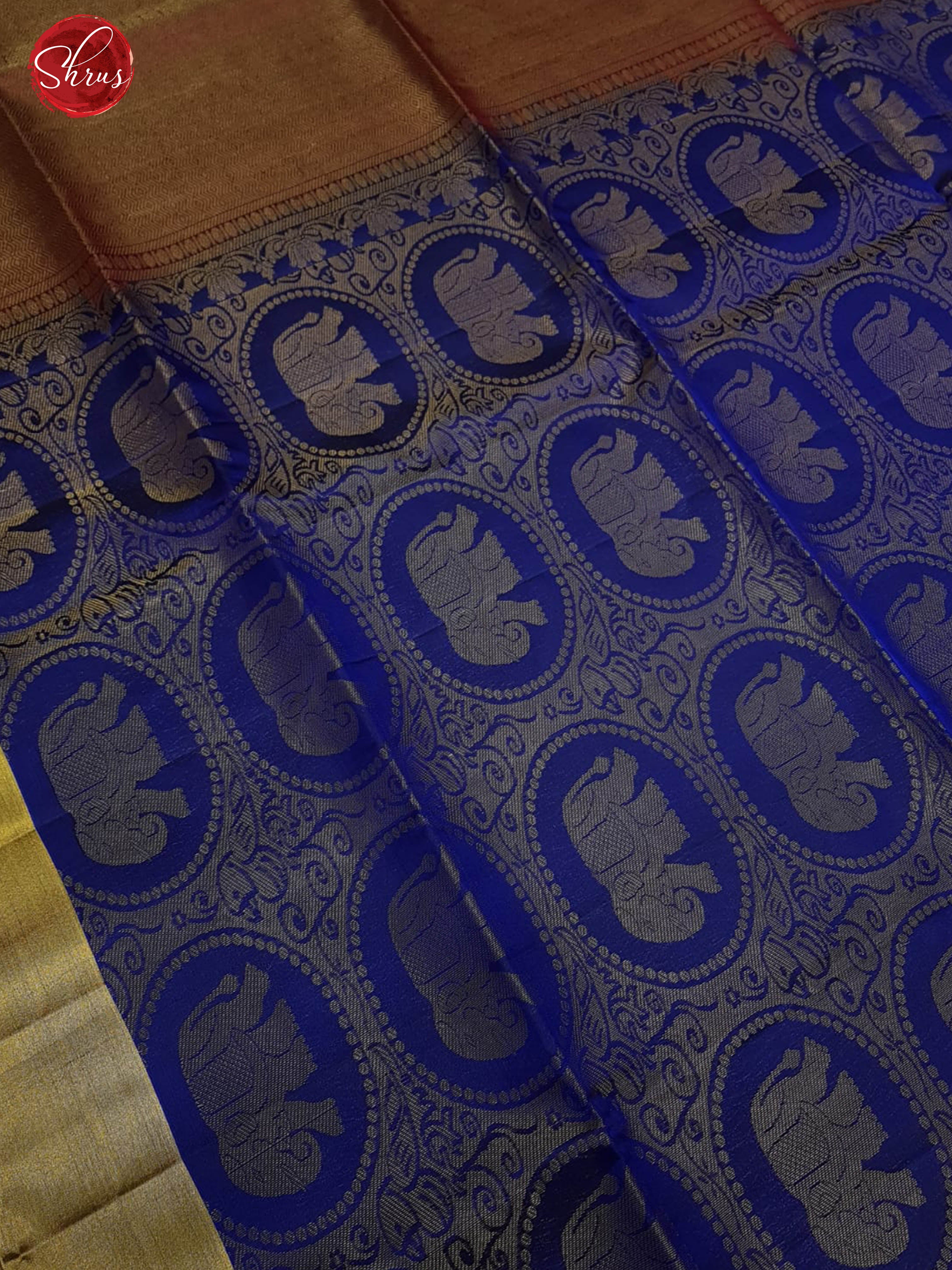 Blue & Maroon -Soft Silk with Elephant motifs in brocade on the body & Zari Border - Shop on ShrusEternity.com