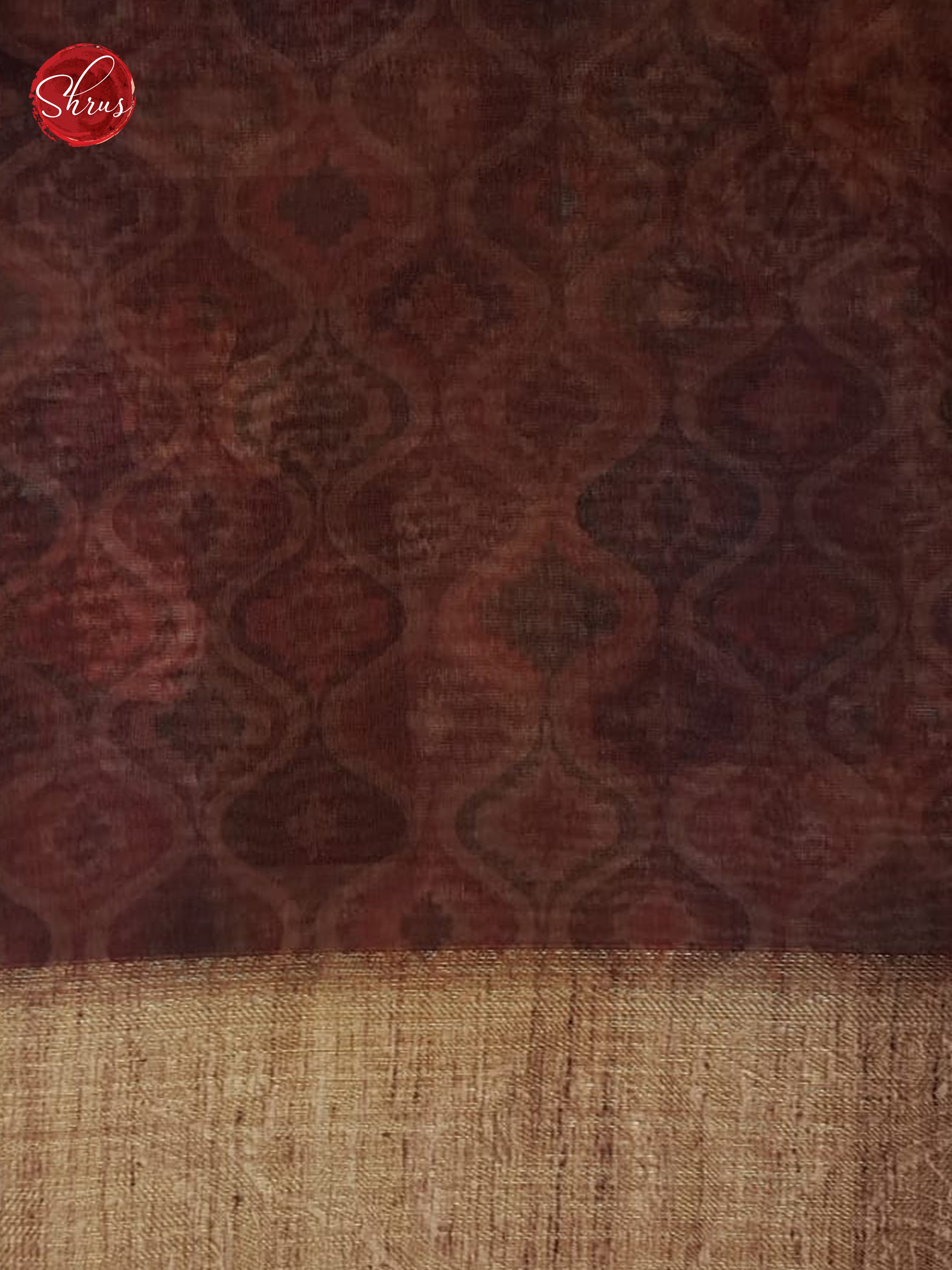Grey & Brown - Semi Chanderi with floral print on the body & Zari Border - Shop on ShrusEternity.com