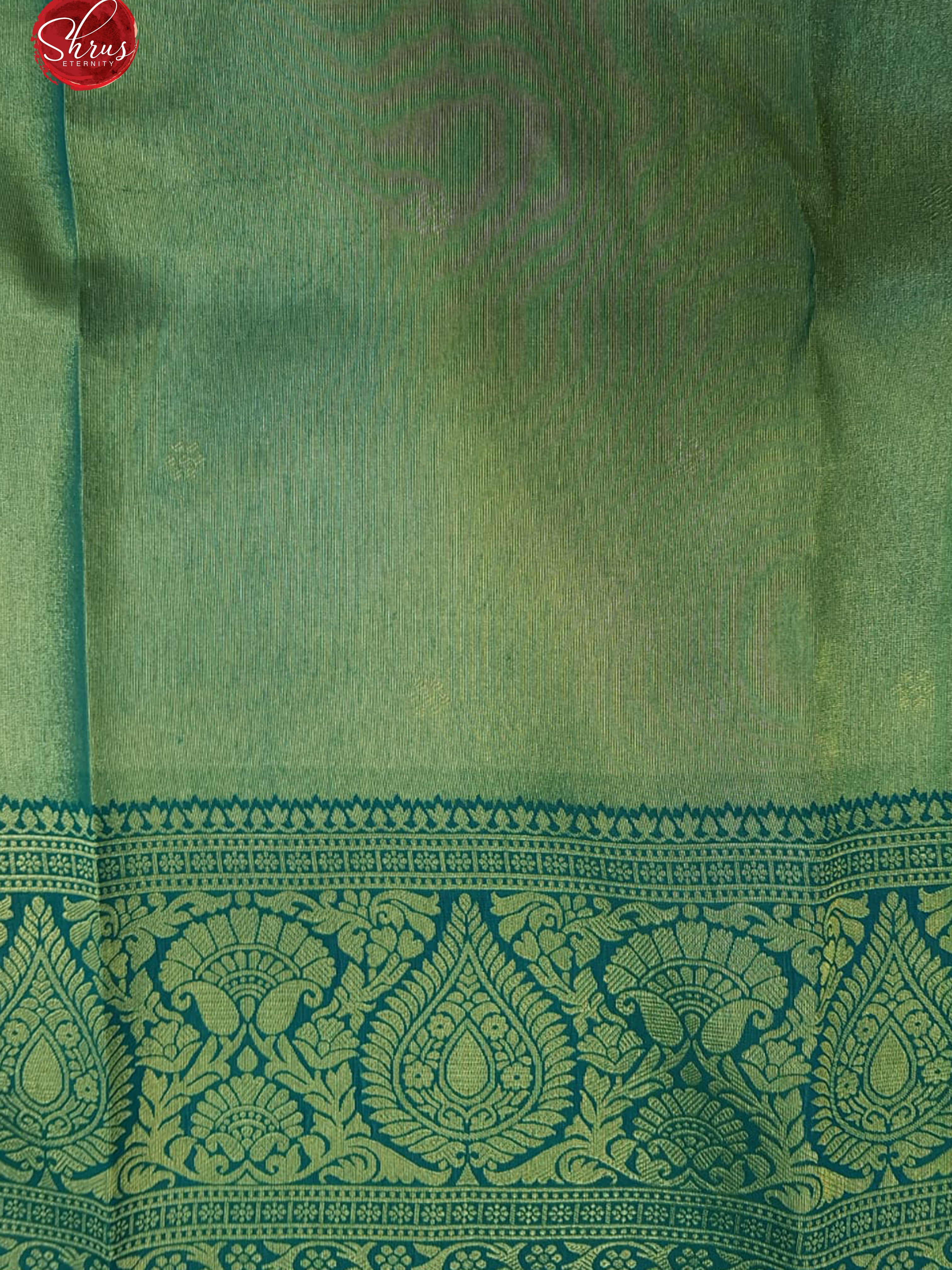 Light Brown & Green -Semi Kanchipuram with floral pattern on the body & contrast Zari Border - Shop on ShrusEternity.com