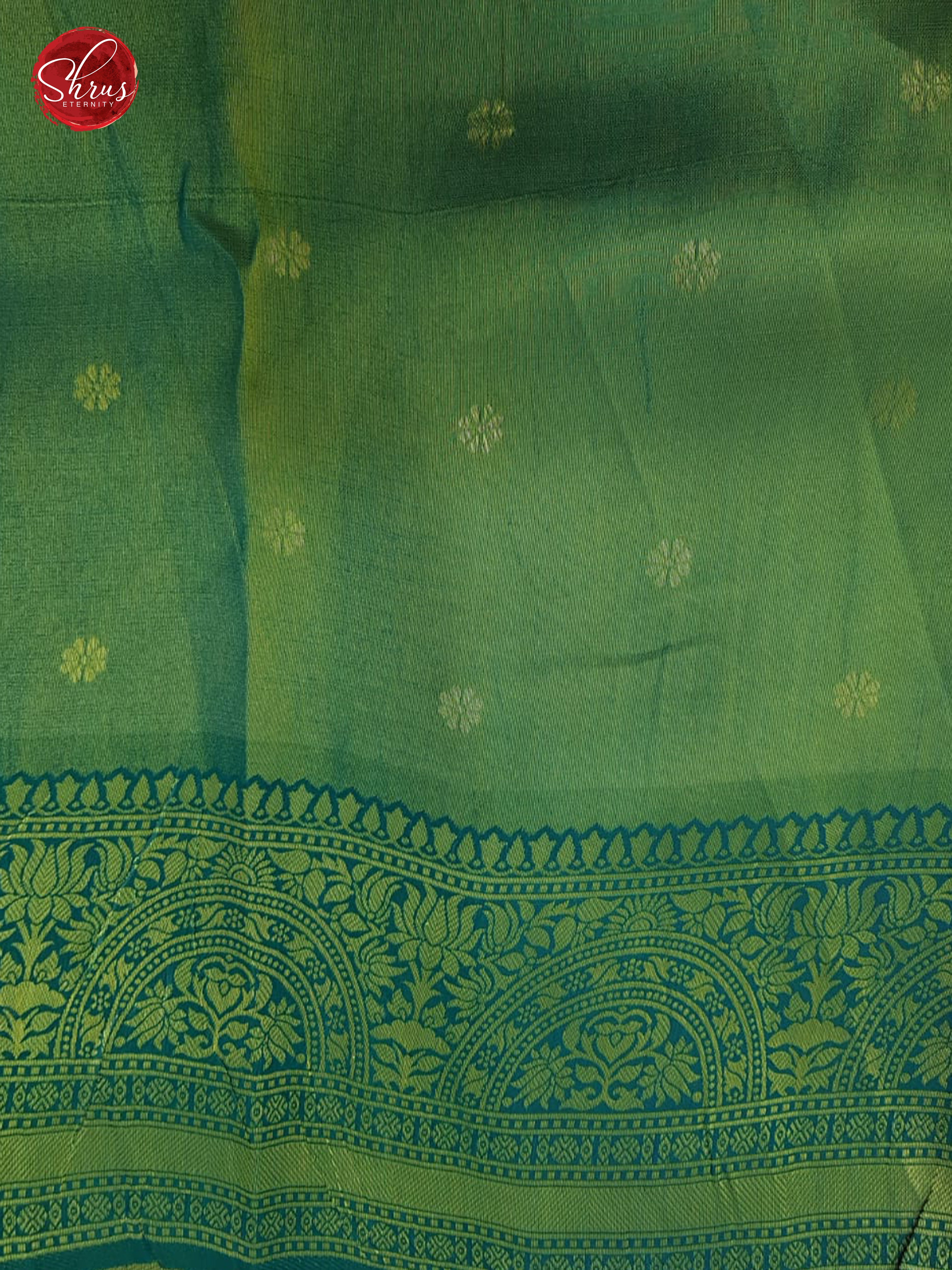 Beige & Green - Semi Kanchipuram with floral woven pattern on the body & contrast Zari Border - Shop on ShrusEternity.com