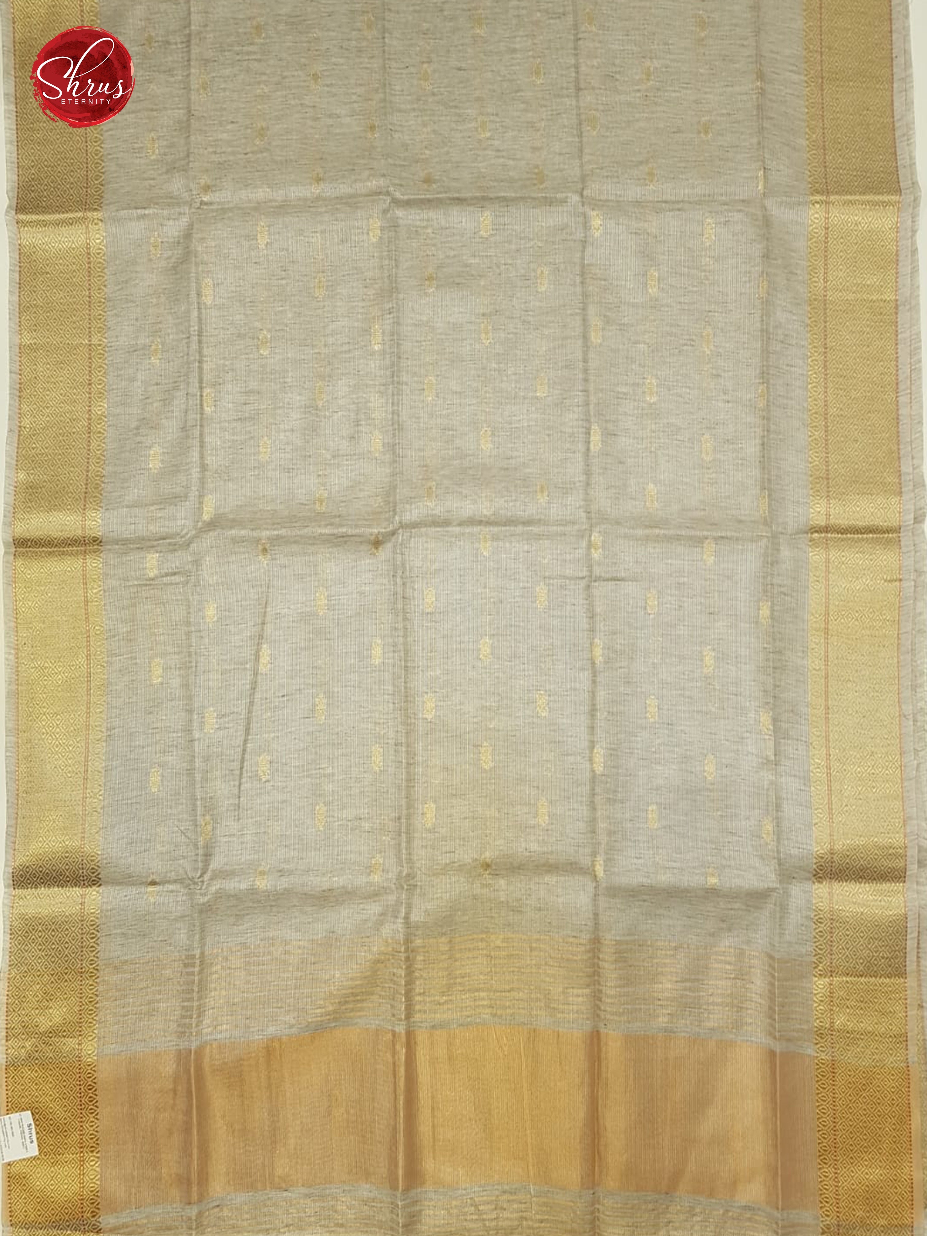 Grey(Single Tone)- Kora Banarasi with zari woven buttas on the body & Zari Border - Shop on ShrusEternity.com