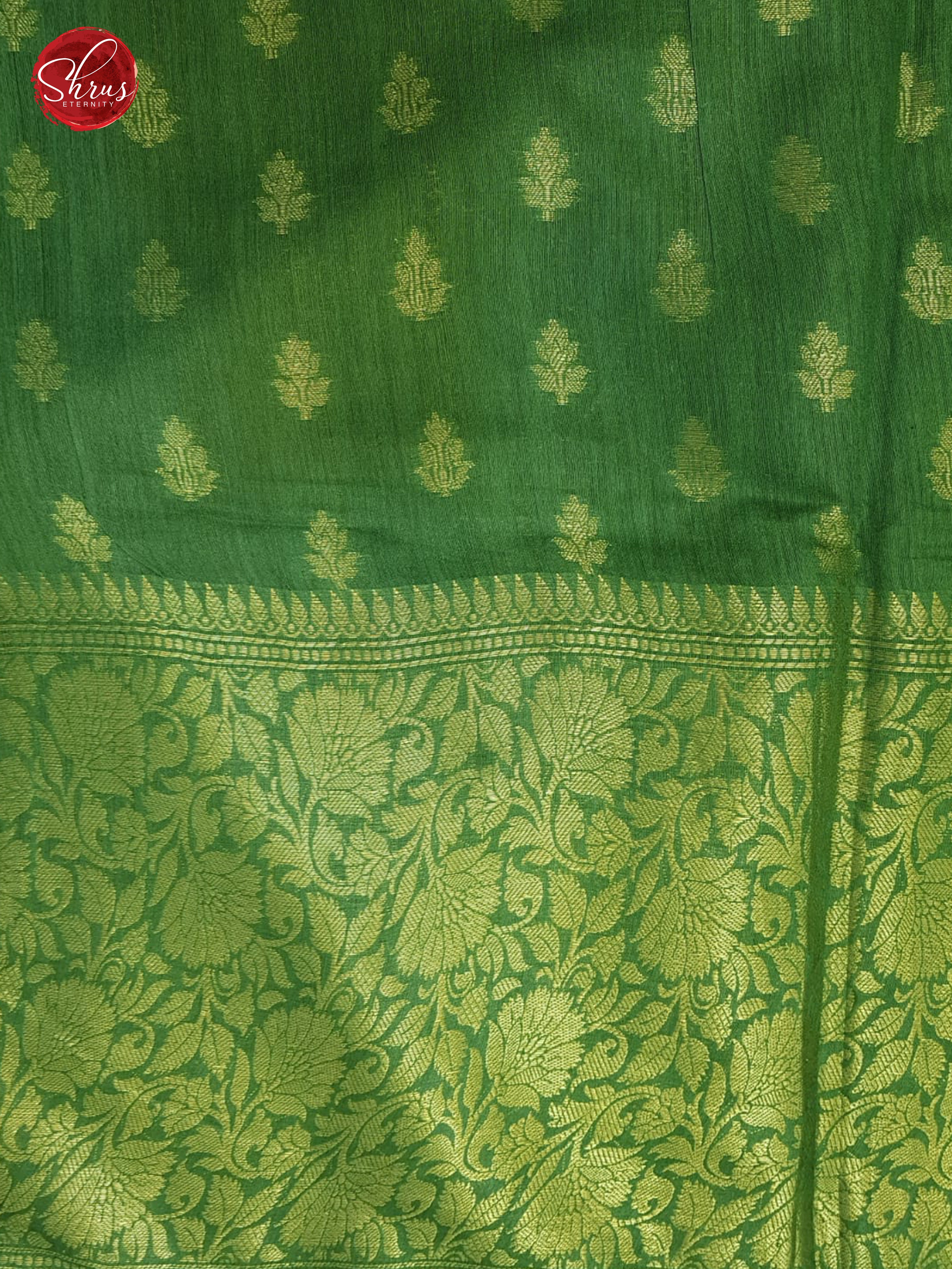 Green(Single Tone)- Tussar with zari woven floral buttas on the body & Zari Border-2