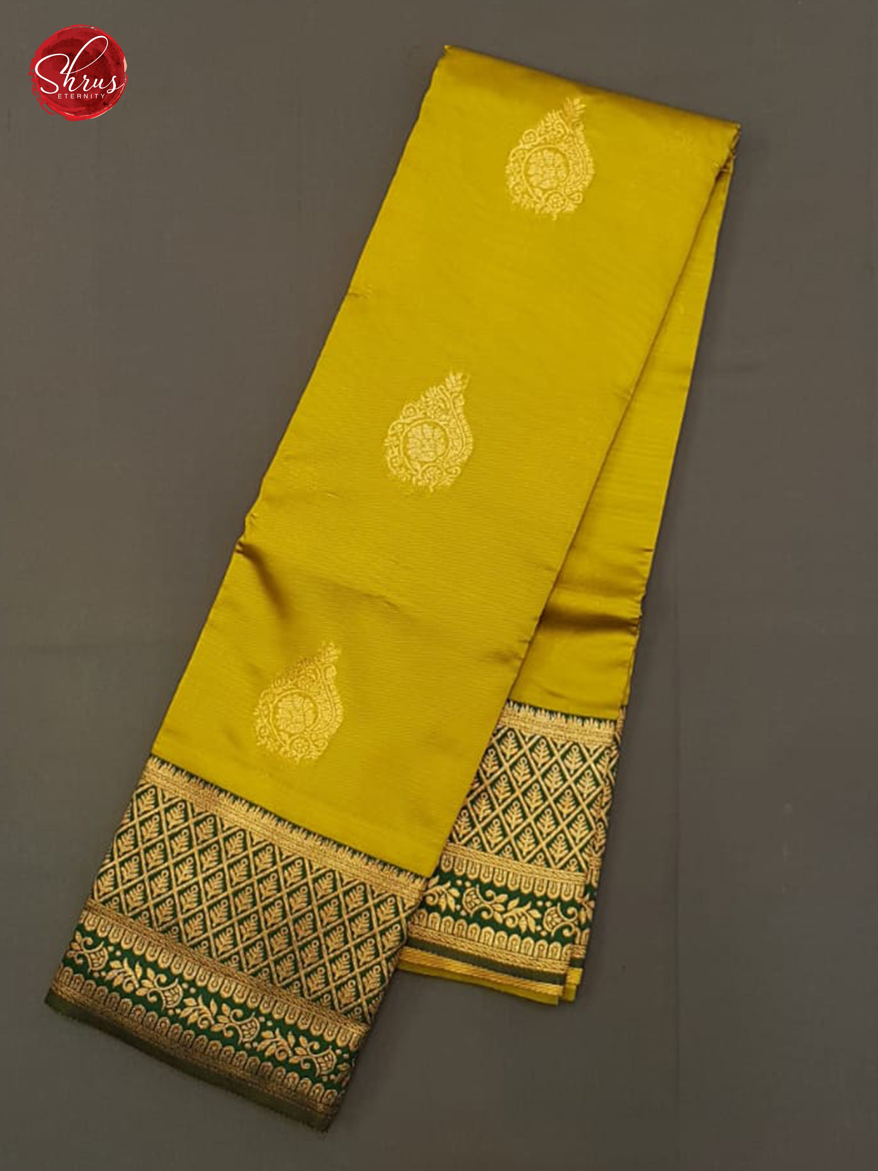 Mustard & Green - Semi Soft Silk with zari woven floral motifs on the body & contrast Zari Border - Shop on ShrusEternity.com